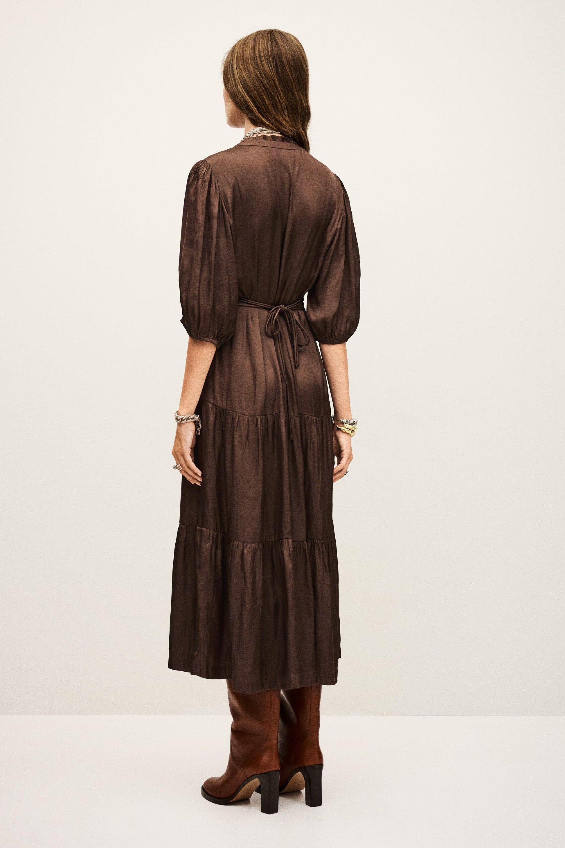 ba&sh Short Gathered Dress Cleli Brown