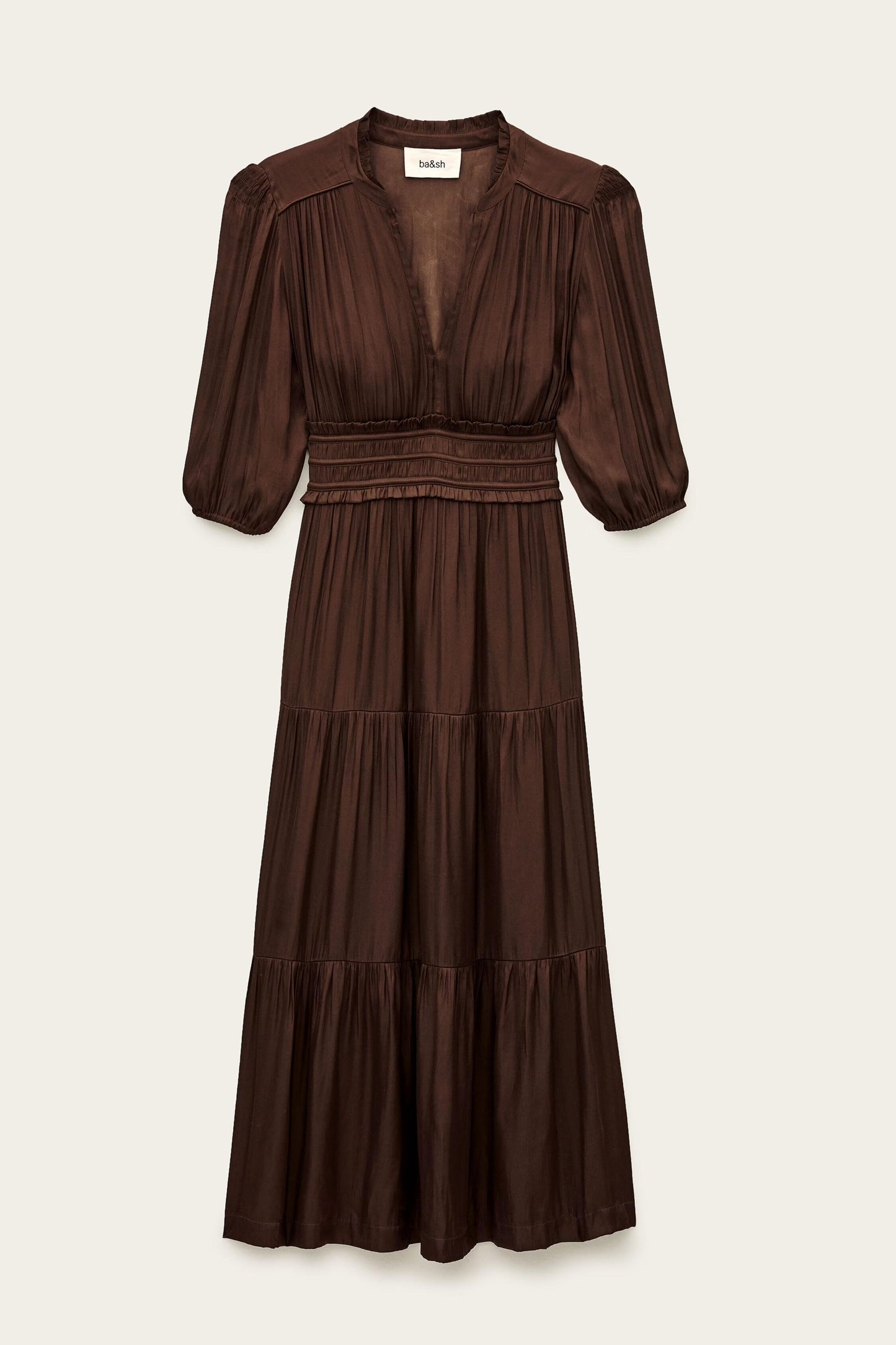 ba&sh Short Gathered Dress Cleli Brown