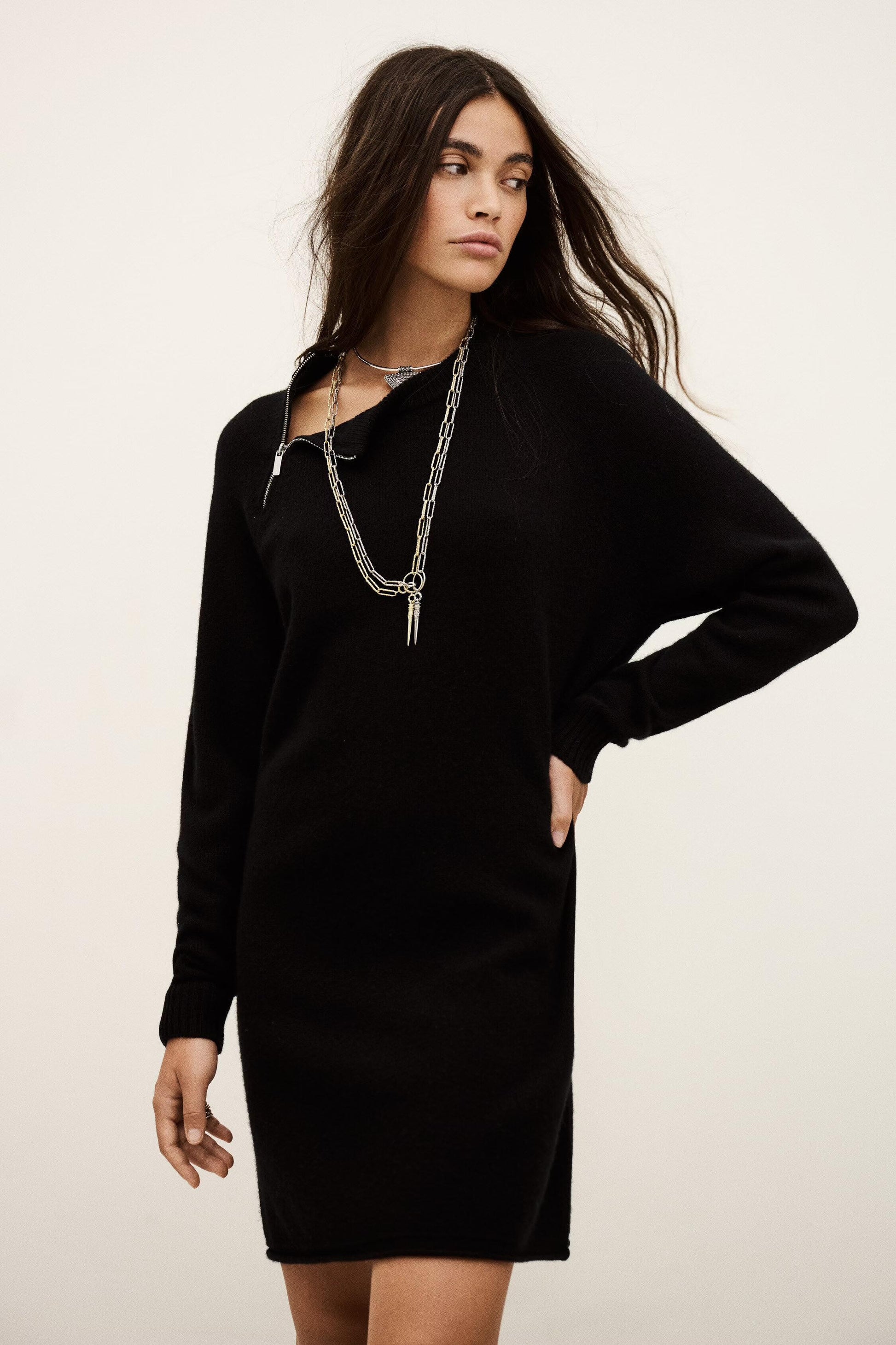 ba&sh Wool Mini Dress Cheima Black