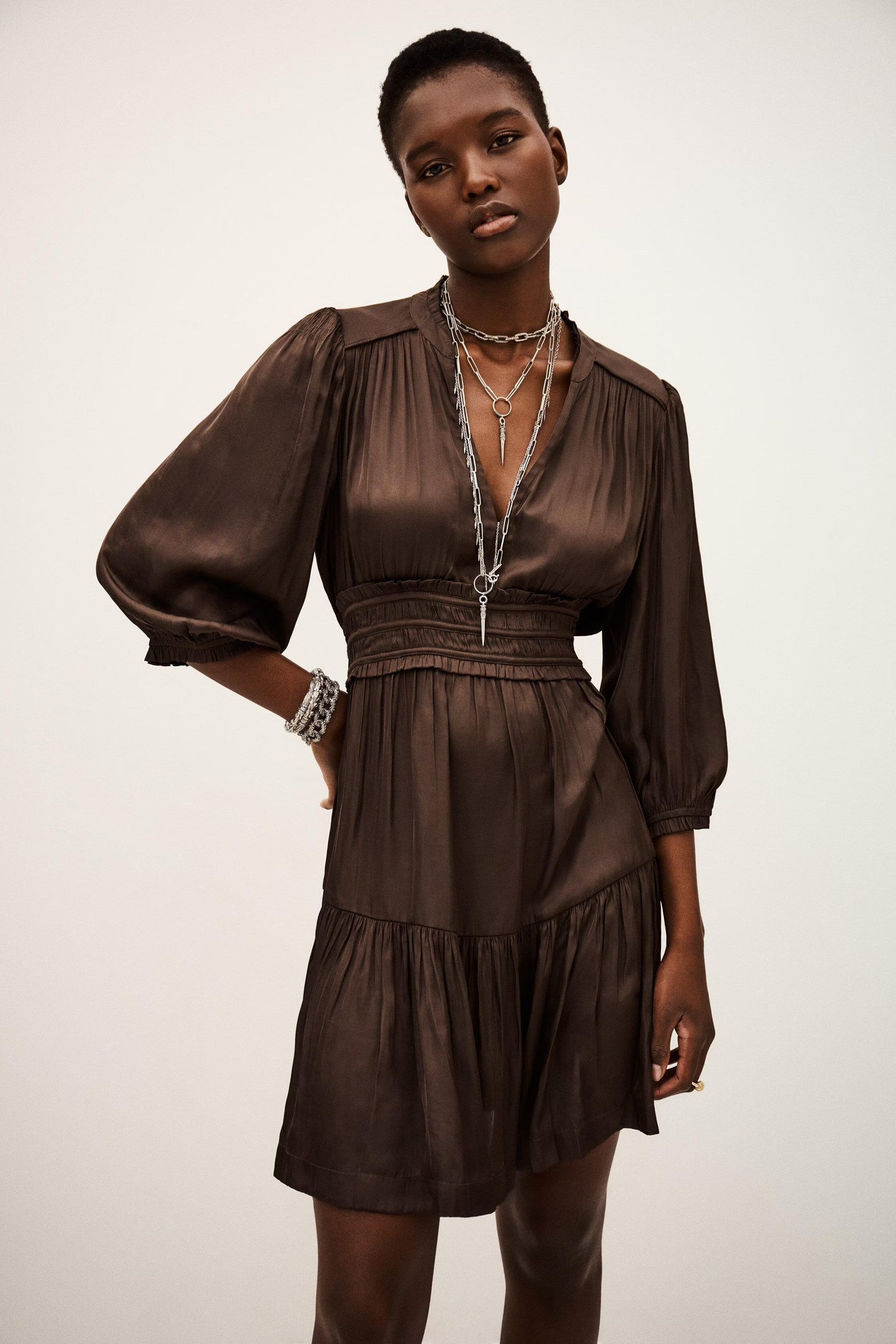 ba&sh Short Dress Cyriala Brown