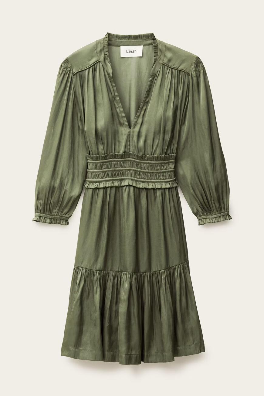 ba&sh Short Dress Cyriala Green