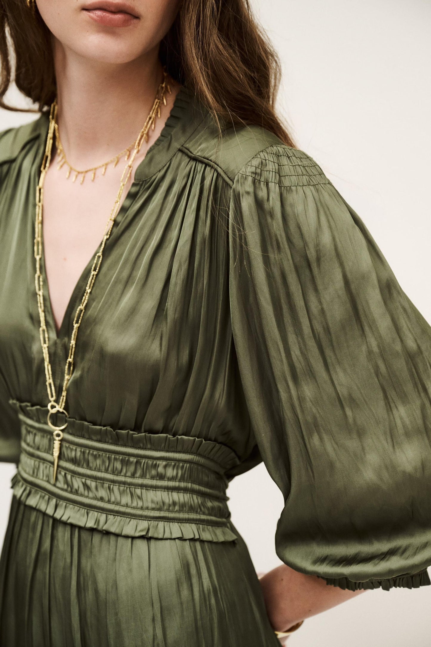 ba&sh Short Dress Cyriala Green