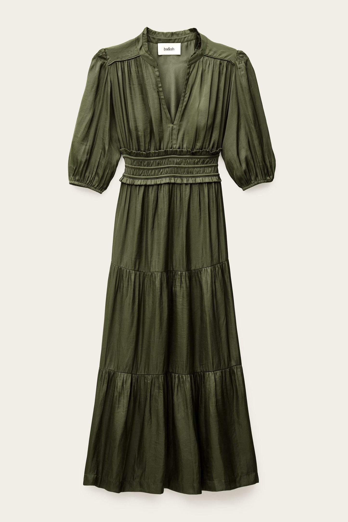 ba&sh Short Gathered Dress Cleli Green