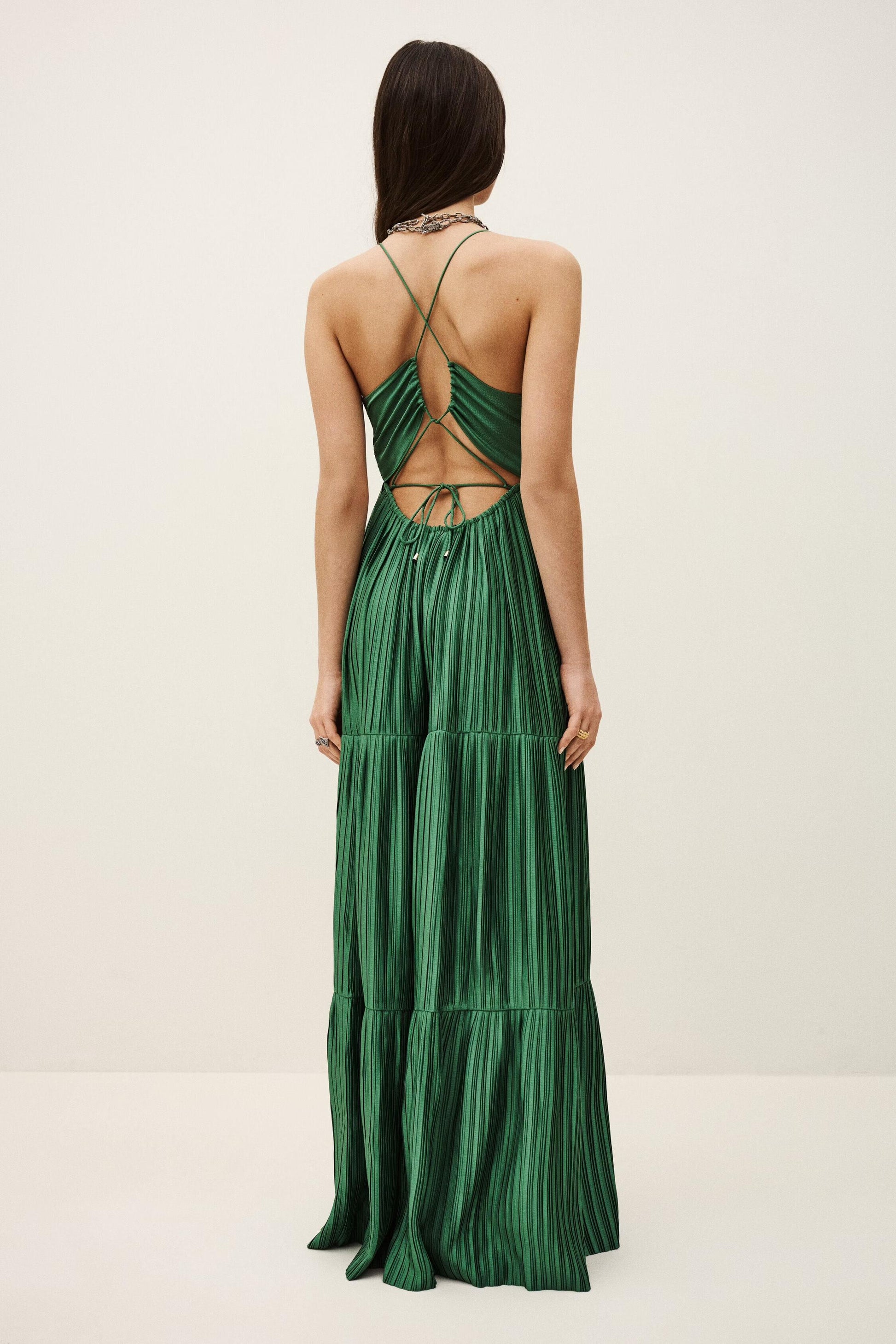 ba&sh Satin Maxi Dress Wasta Green