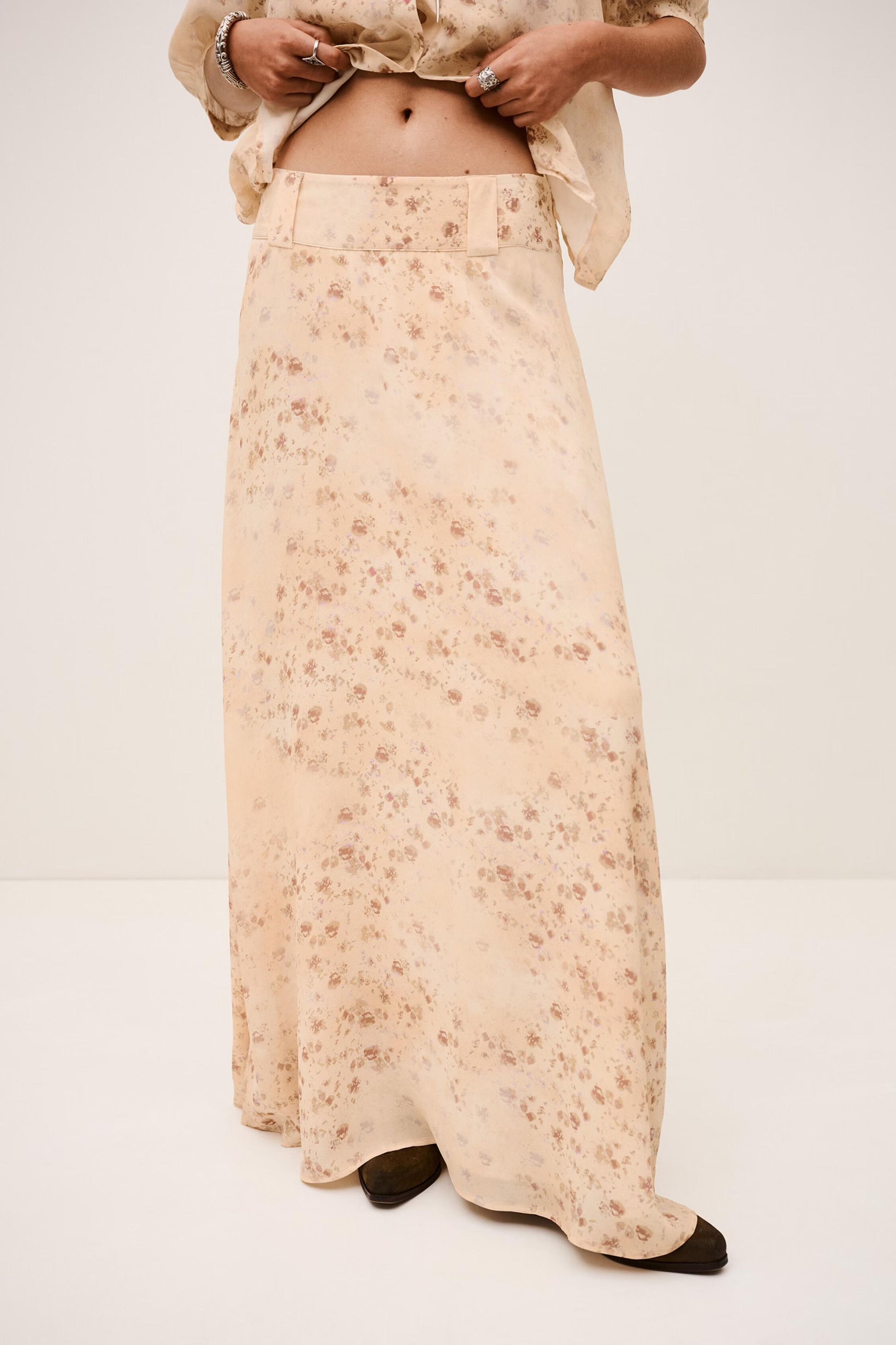 ba&sh Patterned Maxi Skirt Nattalina Off-White