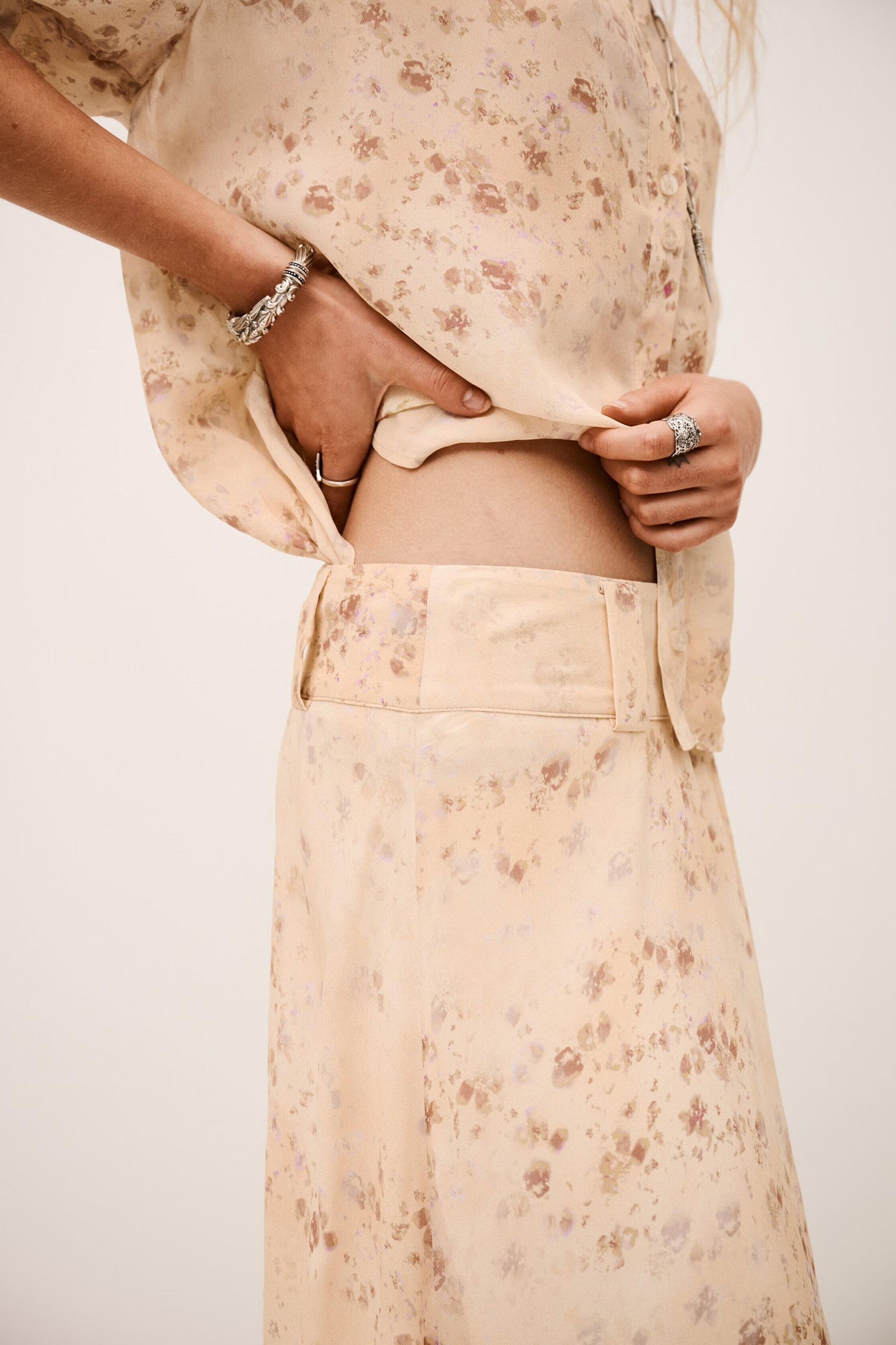 ba&sh Patterned Maxi Skirt Nattalina Off-White