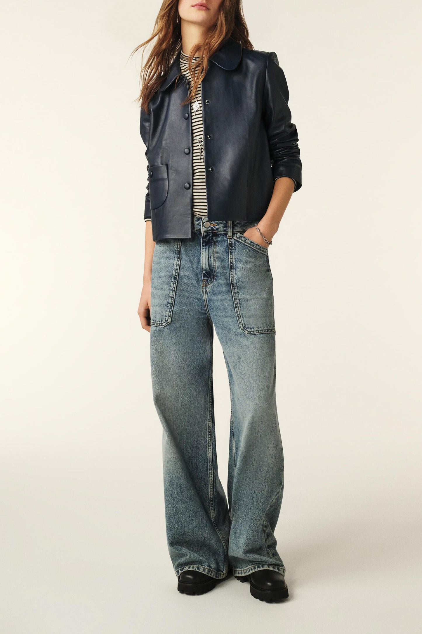 ba&sh Buttoned Jacket Milos Blue
