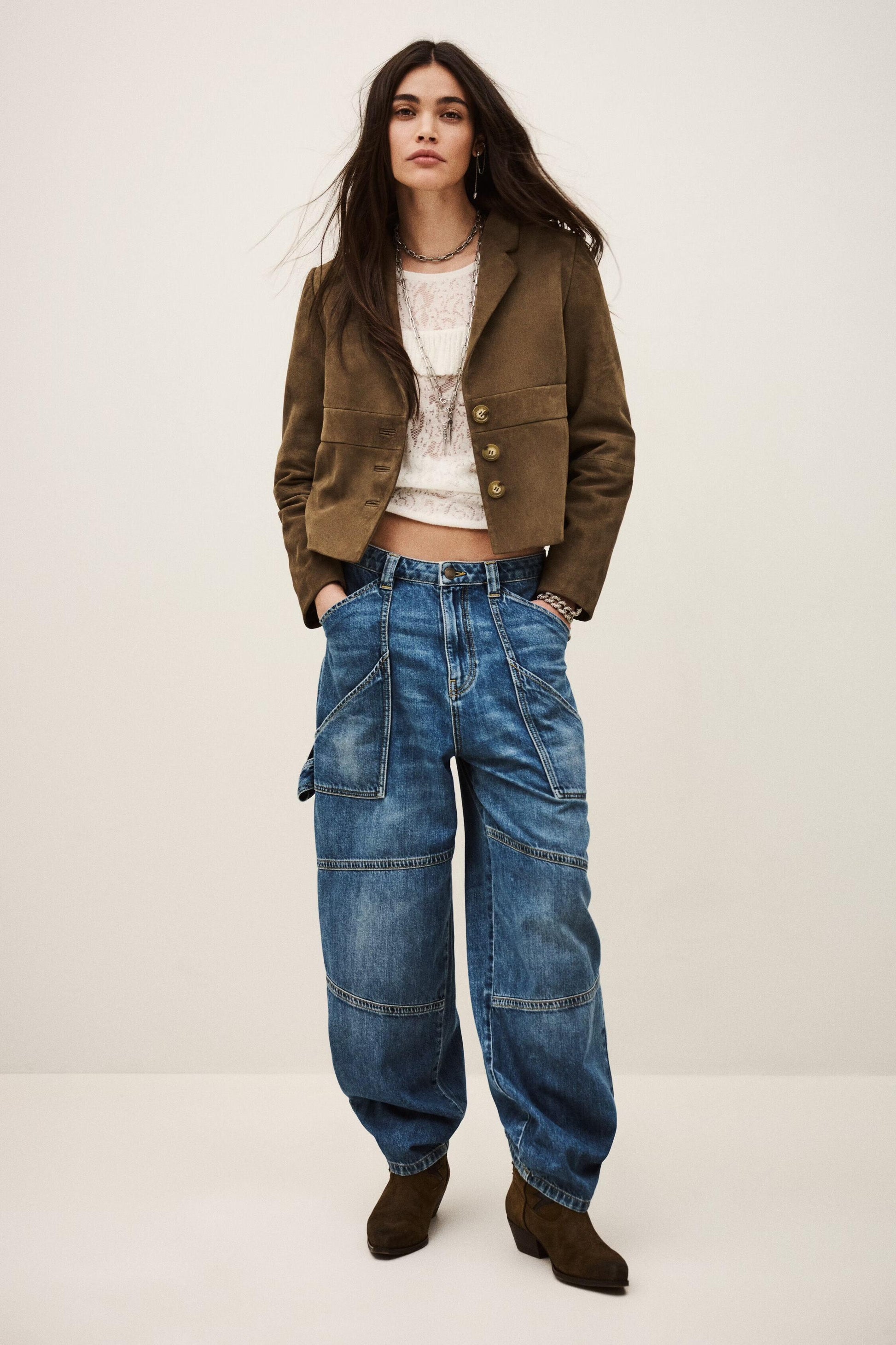 ba&sh Suede Leather Jacket Morfeo Green
