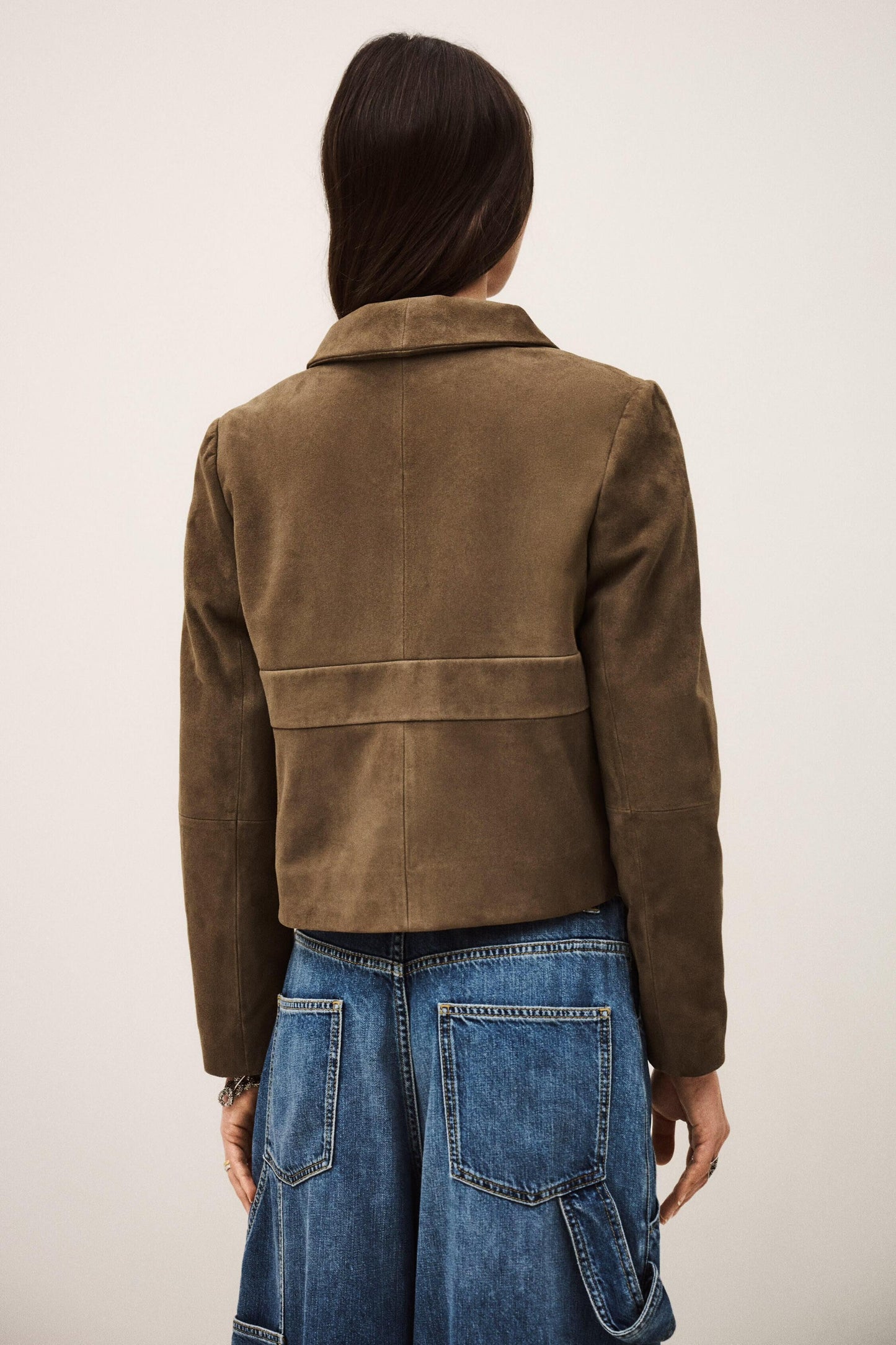 ba&sh Suede Leather Jacket Morfeo Green