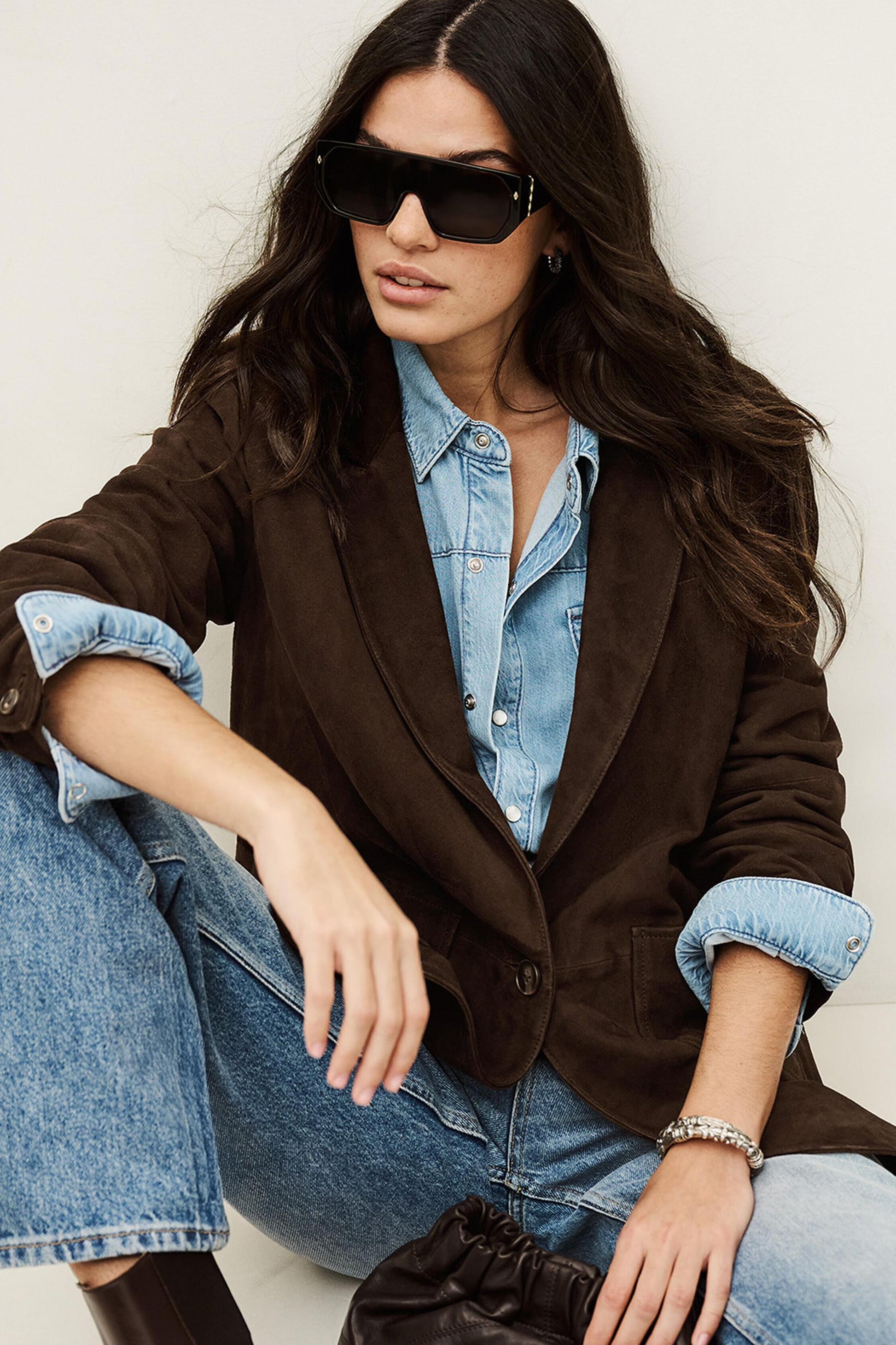 ba&sh Long Tailored Blazer Mosty Brown
