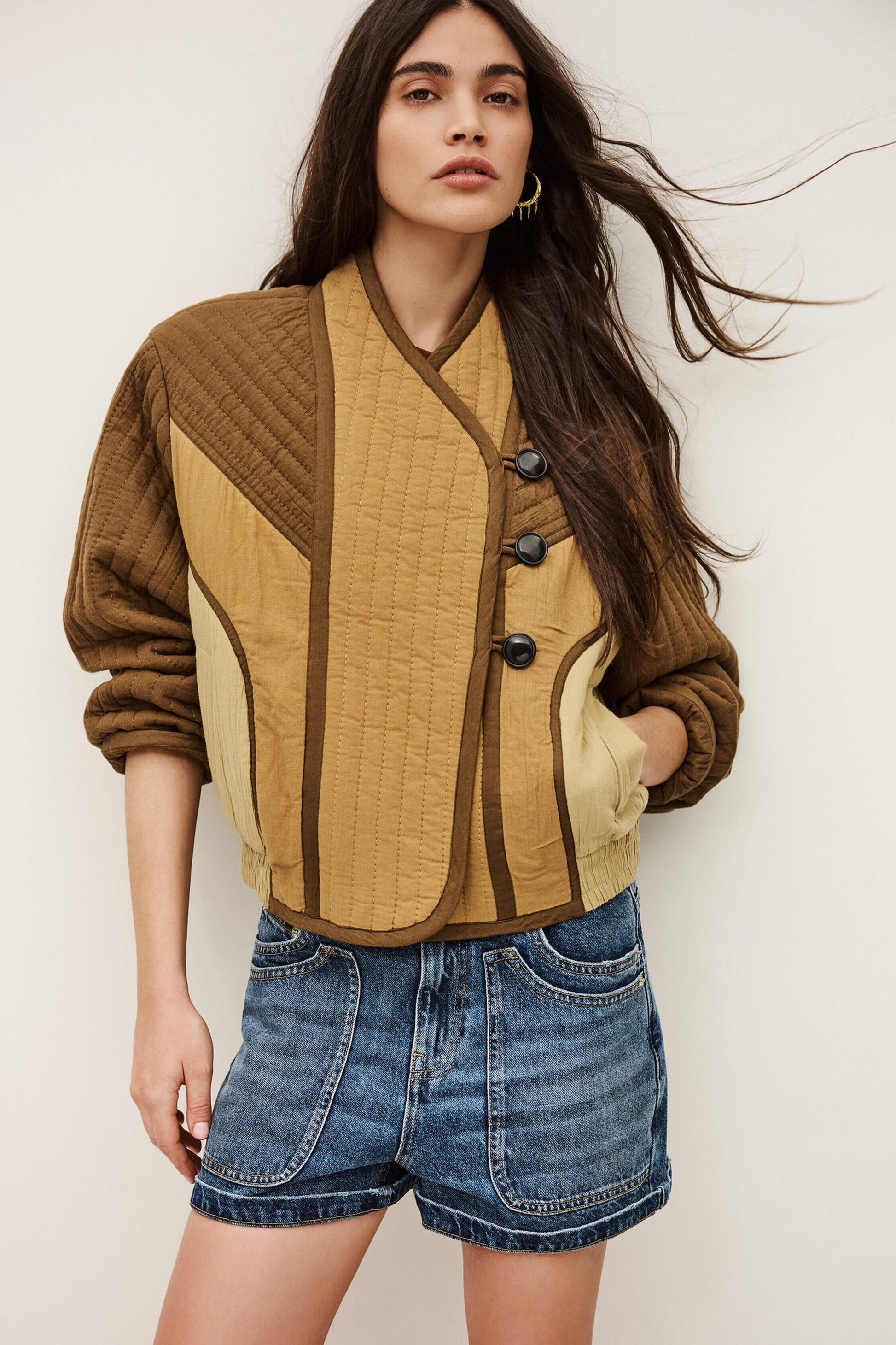 ba&sh Asymmetric Pocket Jacket Cisca Brown