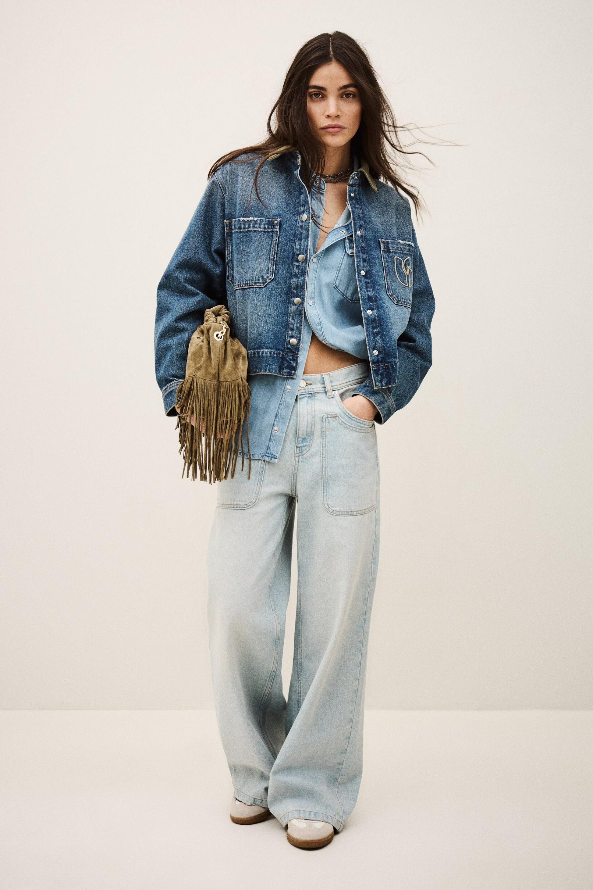 ba&sh Cropped Denim Jacket Vigilio Blue