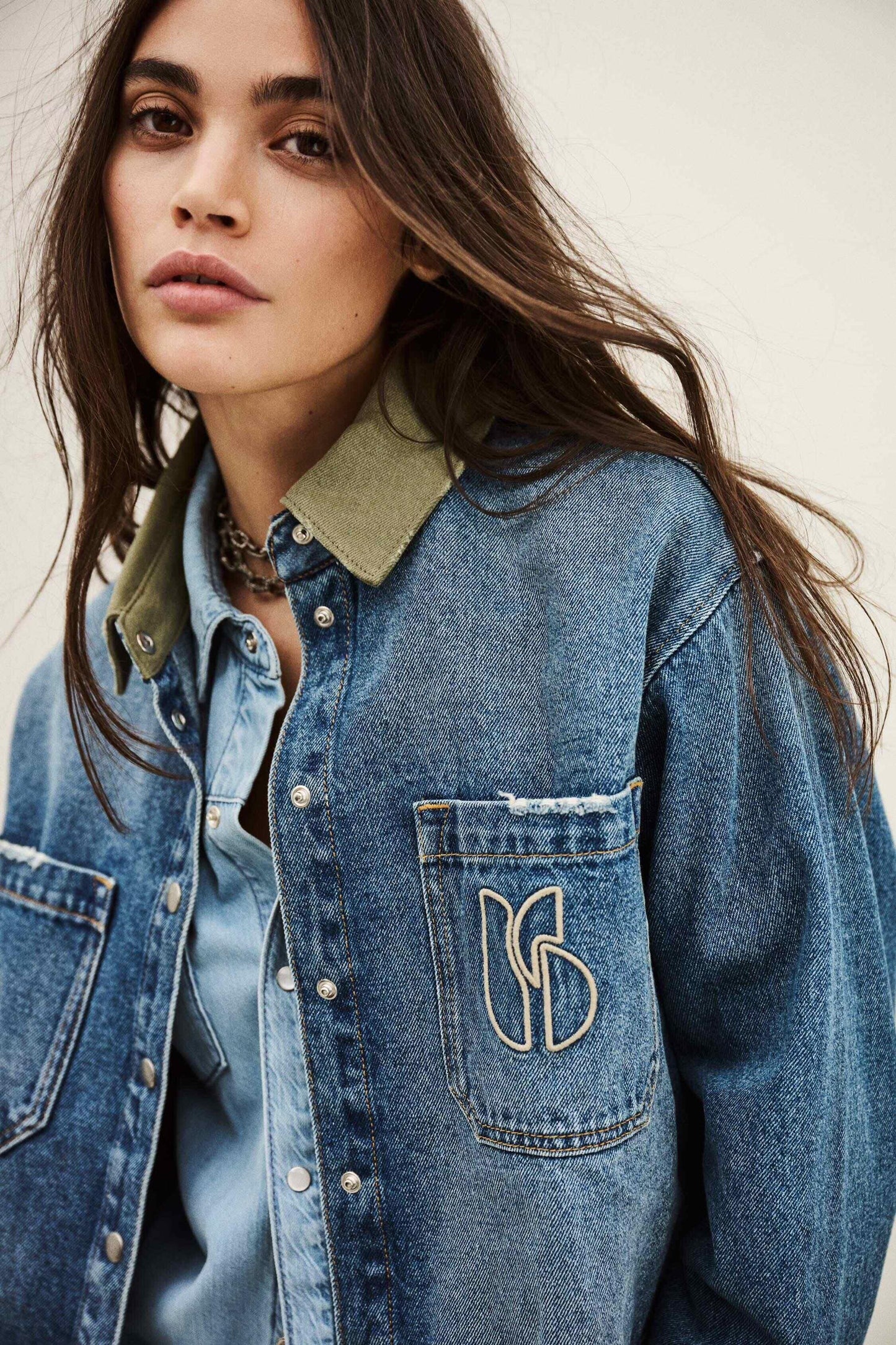 ba&sh Cropped Denim Jacket Vigilio Blue