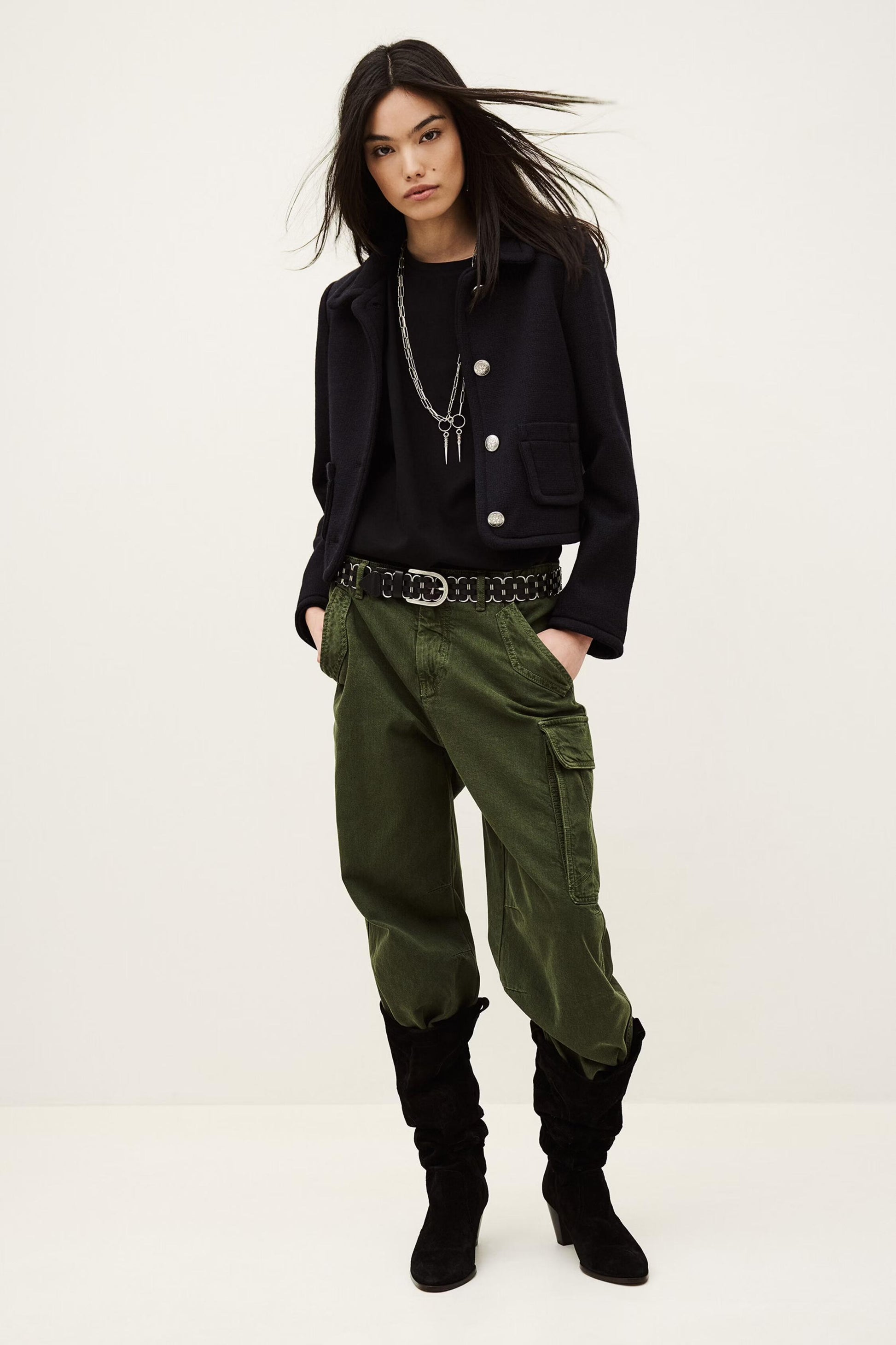 ba&sh Cropped Fitted Jacket Beradith Blue