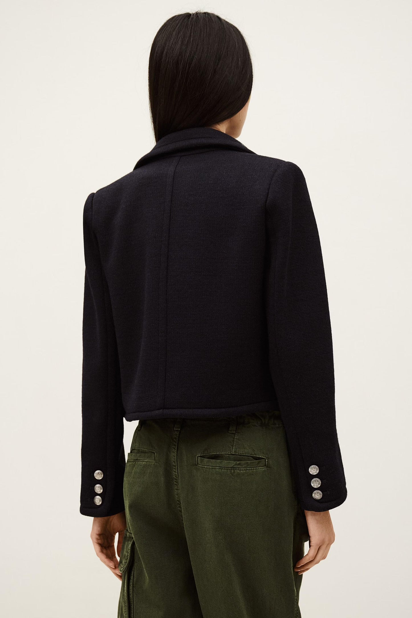 ba&sh Cropped Fitted Jacket Beradith Blue