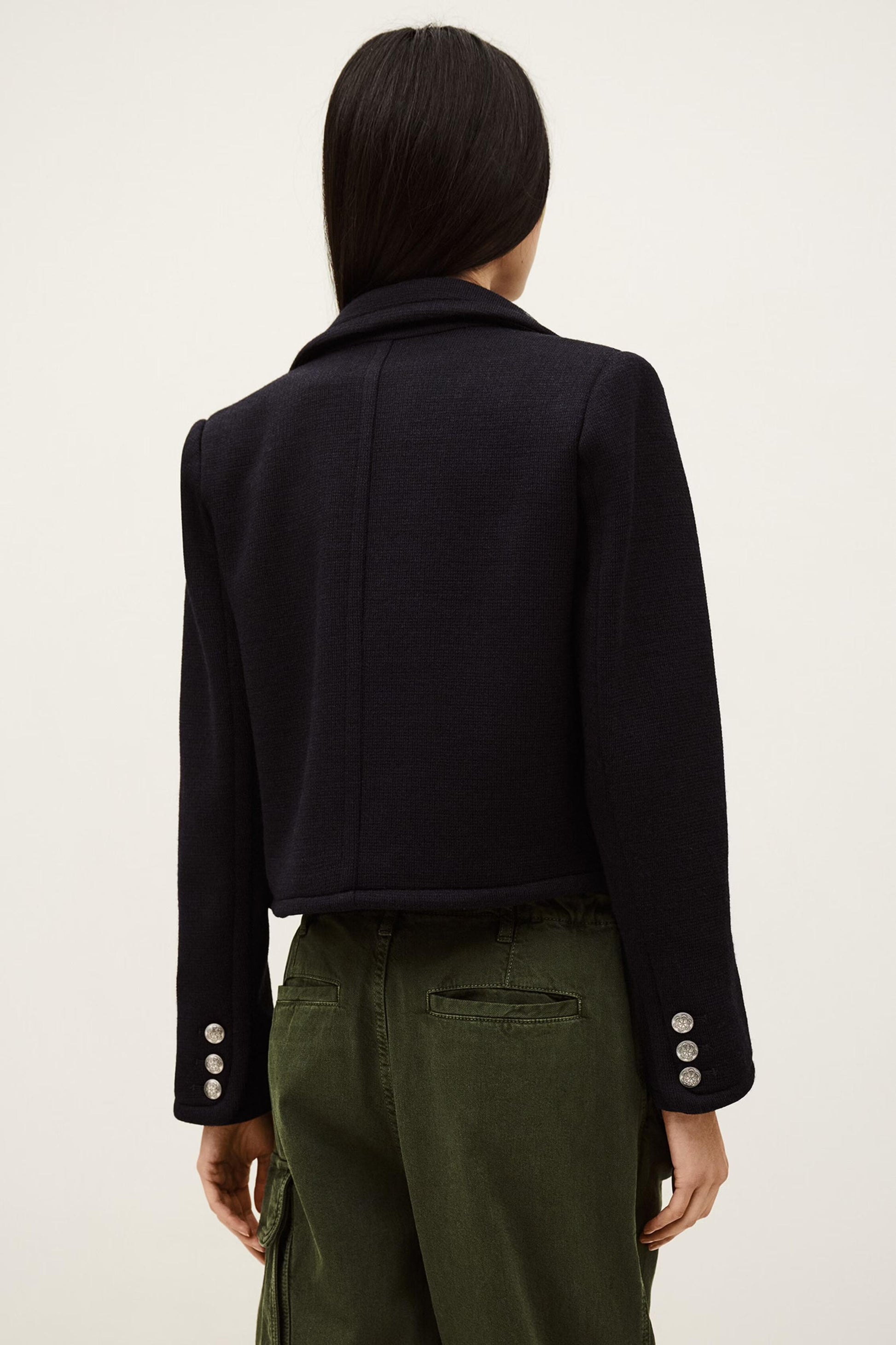 ba&sh Cropped Fitted Jacket Beradith Blue