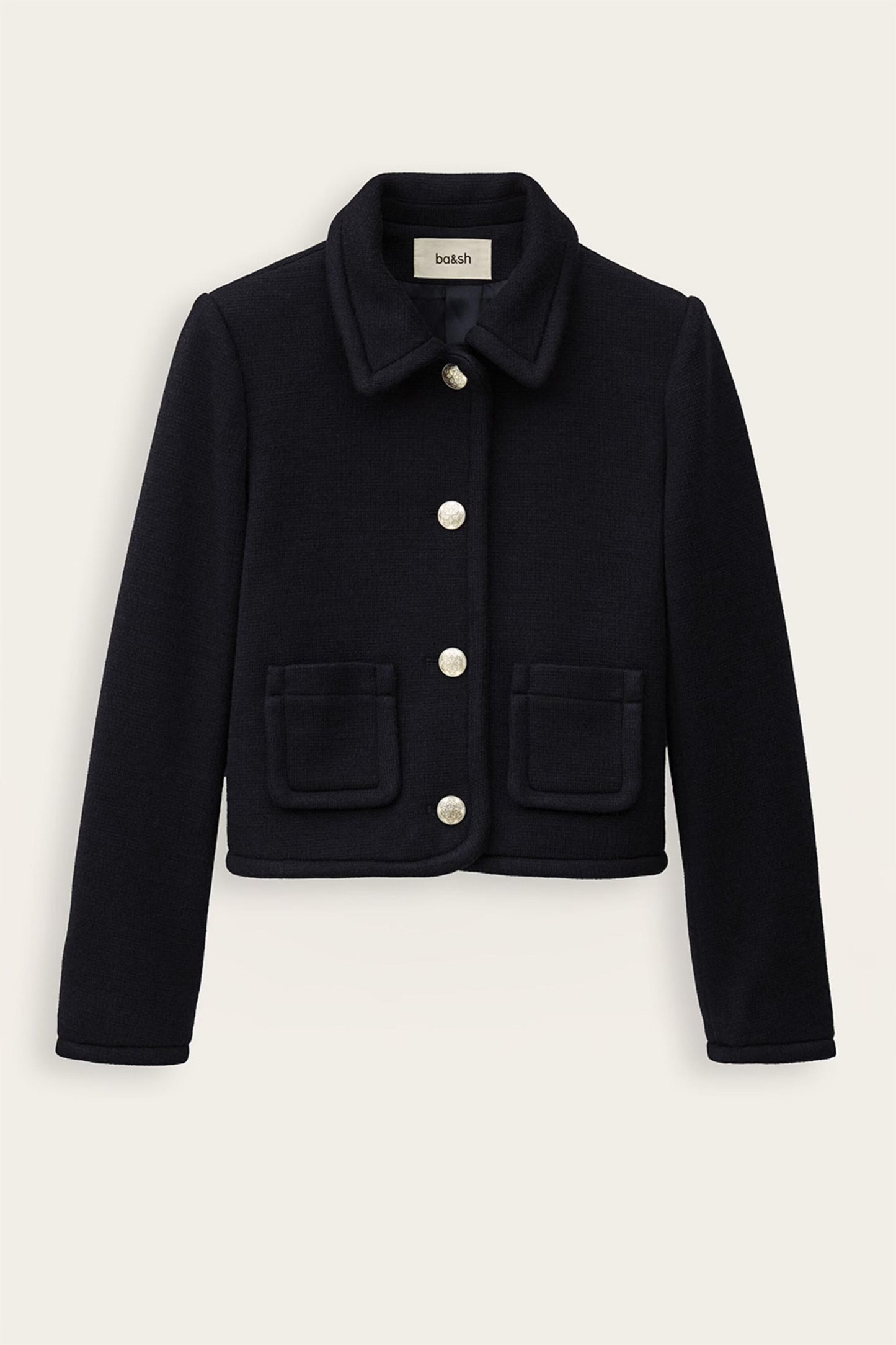 ba&sh Cropped Fitted Jacket Beradith Blue