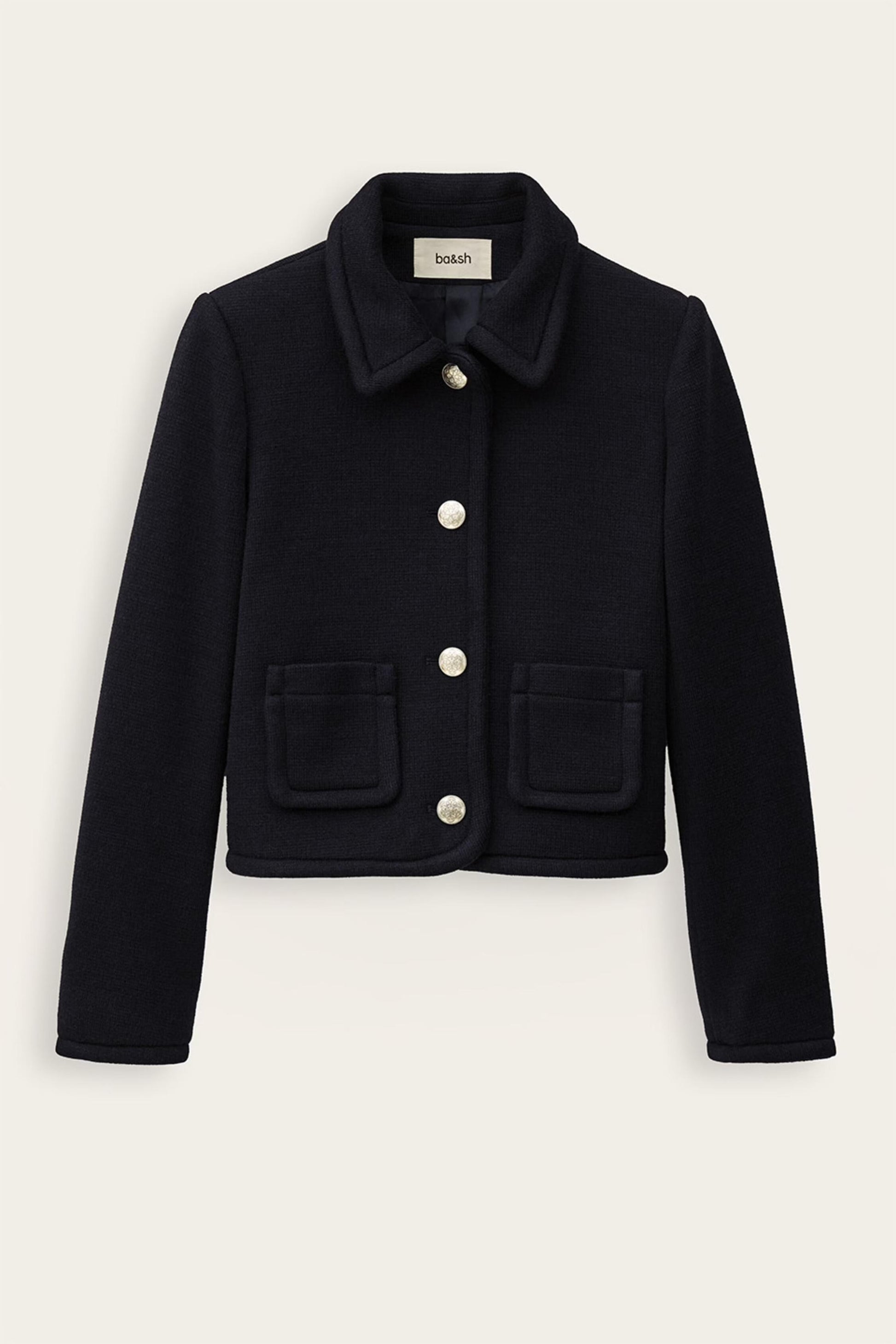 ba&sh Cropped Fitted Jacket Beradith Blue