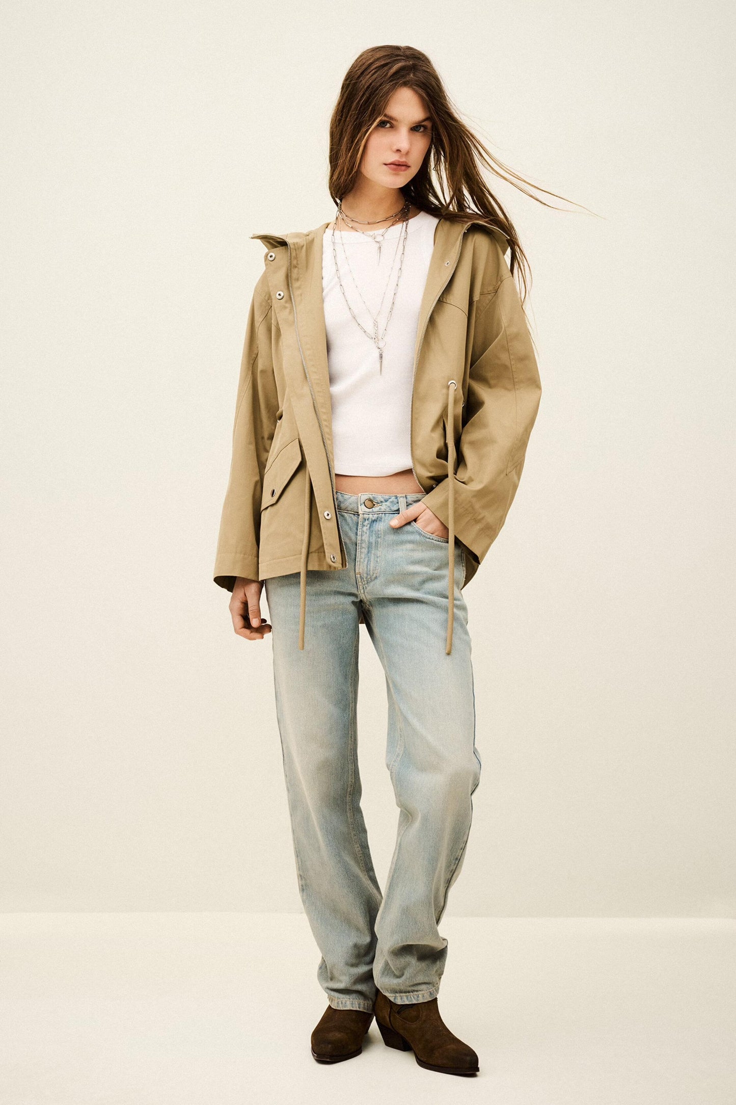 ba&sh Long Belted Parka Ilio Brown