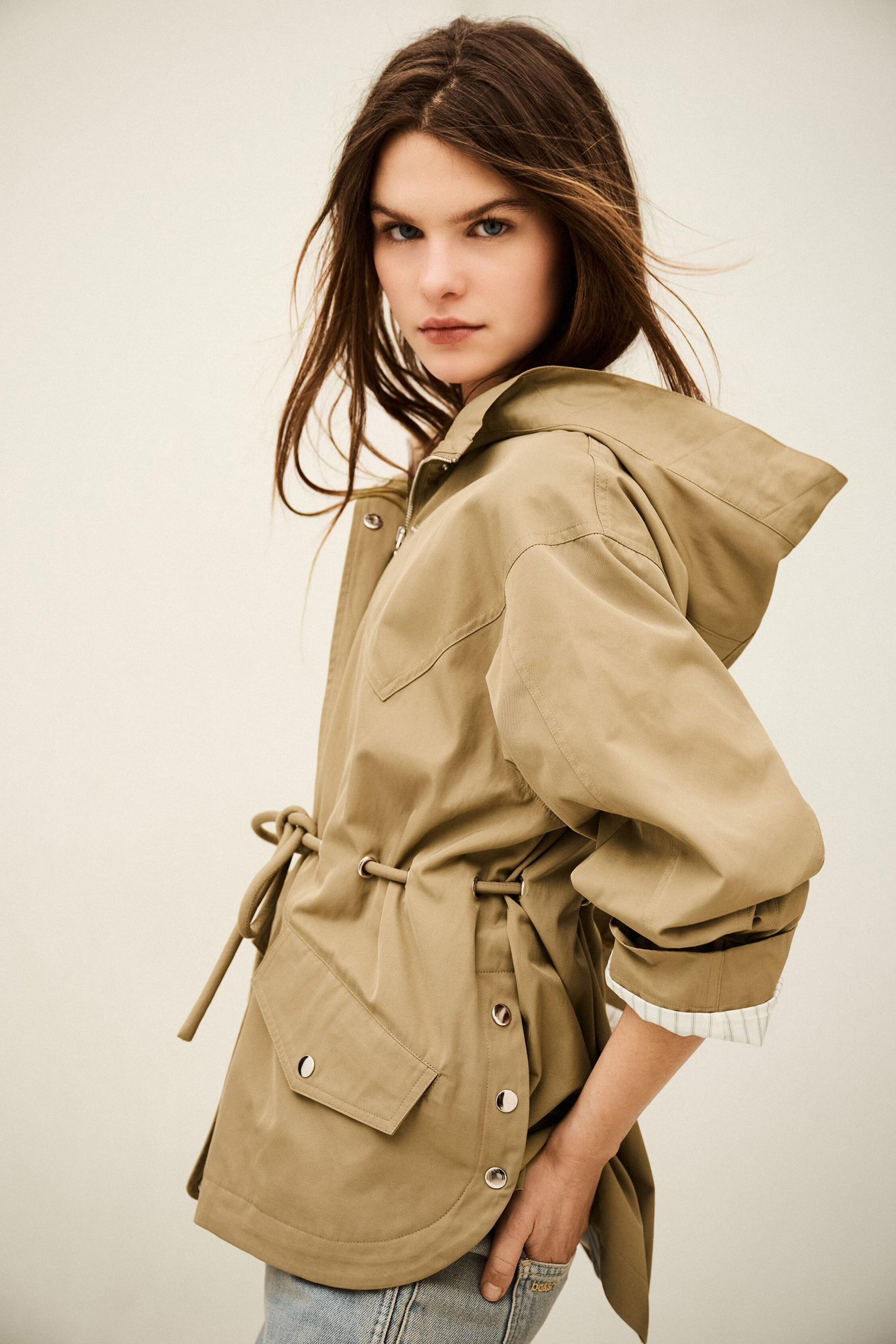 ba&sh Long Belted Parka Ilio Brown