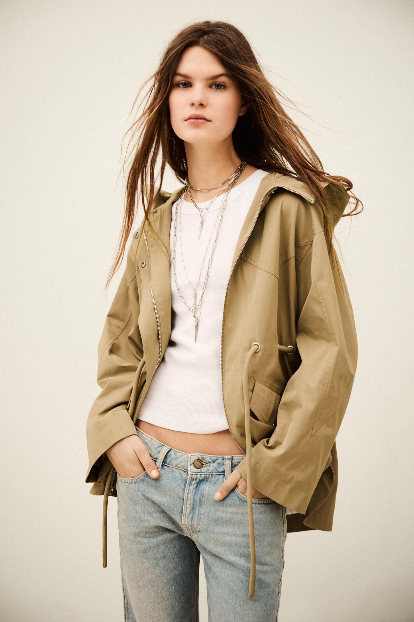 ba&sh Long Belted Parka Ilio Brown