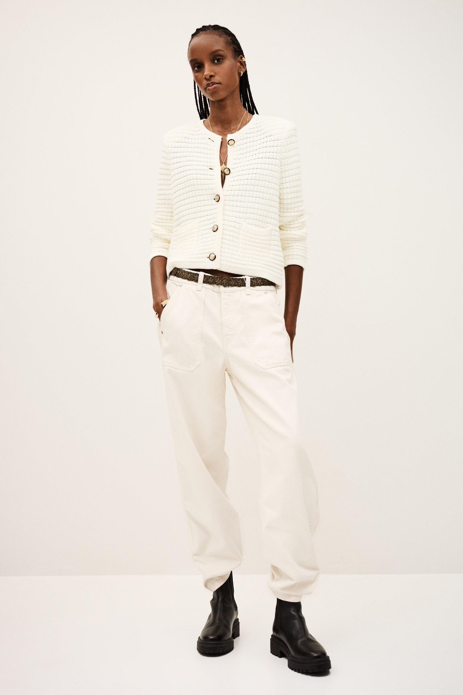 ba&sh Decorative Knit Cardigan Gaspard Off-White