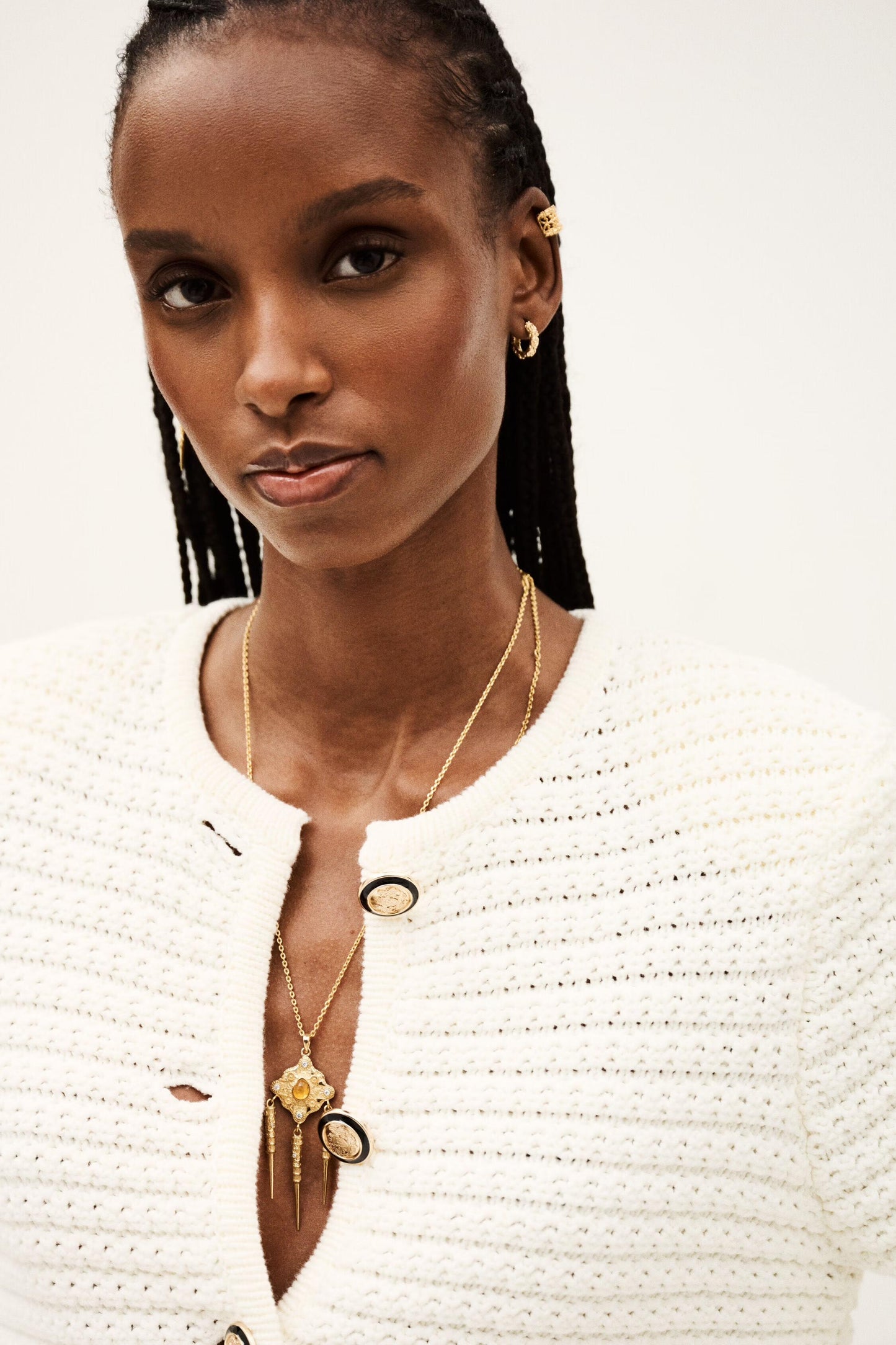 ba&sh Decorative Knit Cardigan Gaspard Off-White