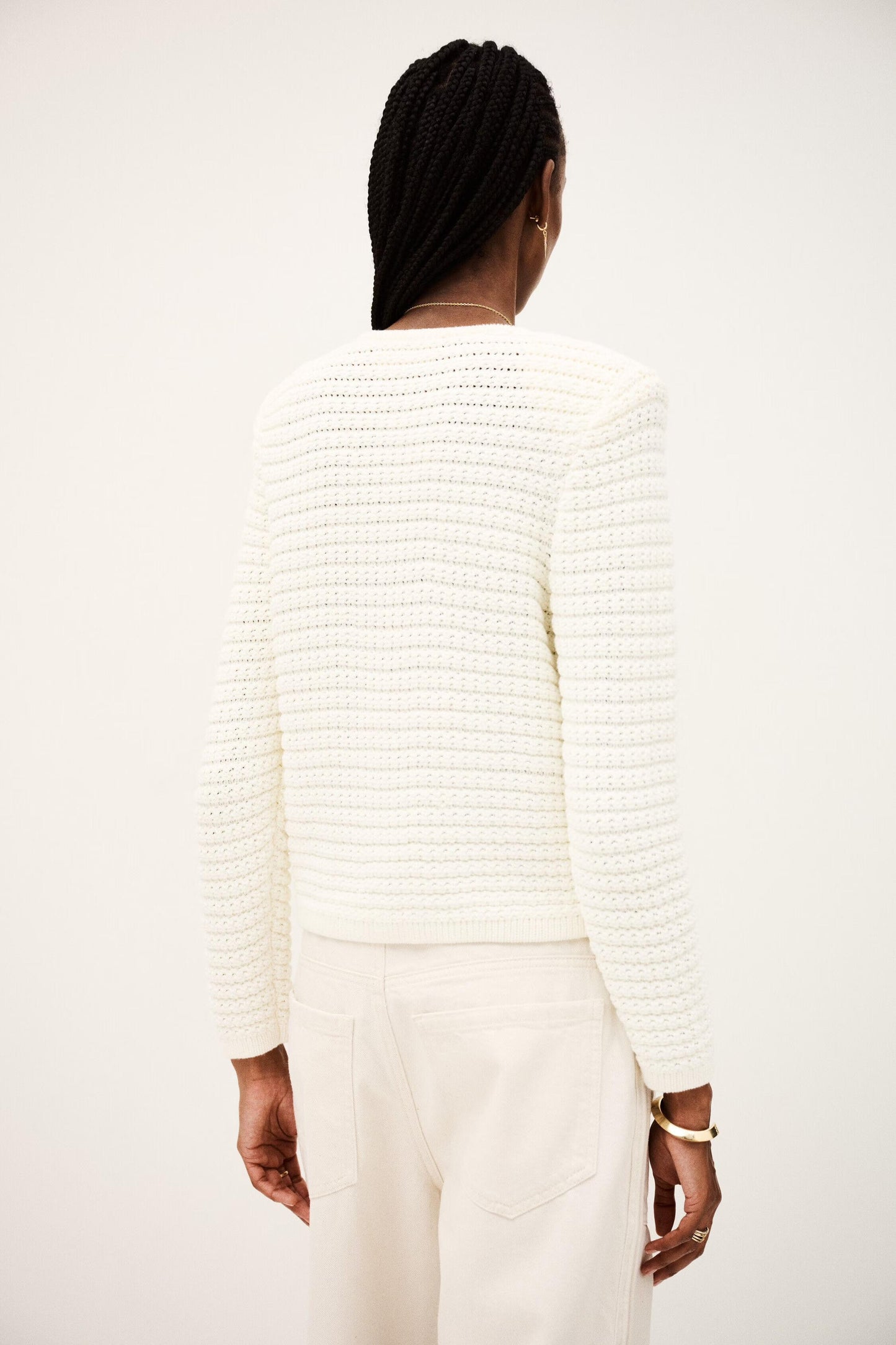 ba&sh Decorative Knit Cardigan Gaspard Off-White