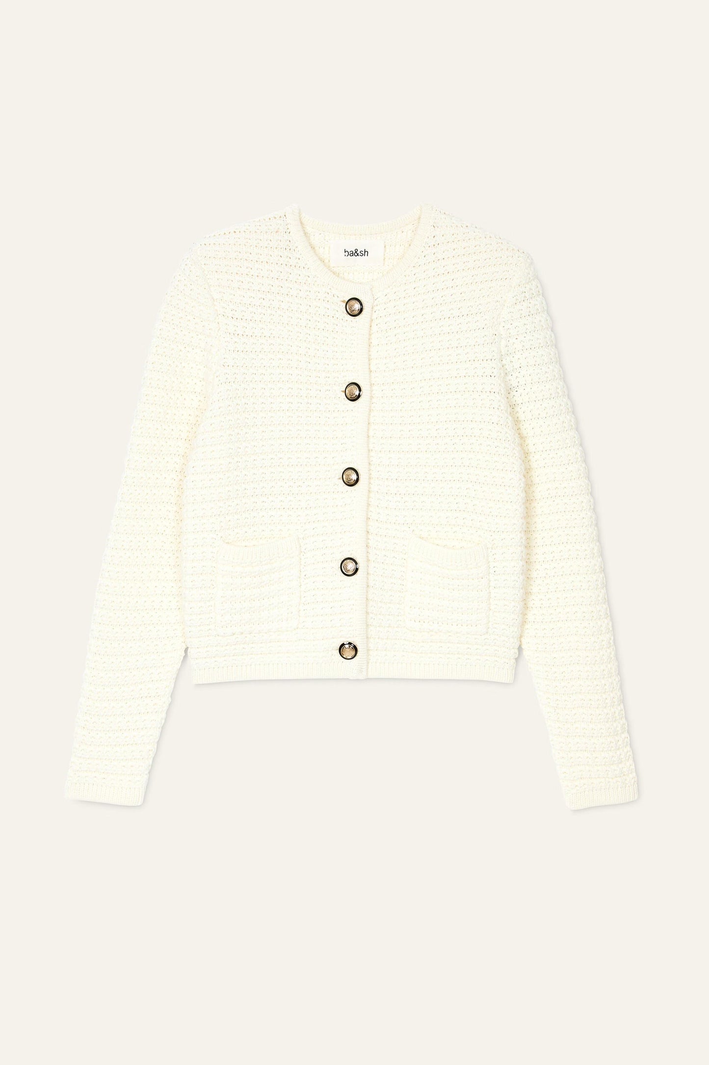 ba&sh Decorative Knit Cardigan Gaspard Off-White