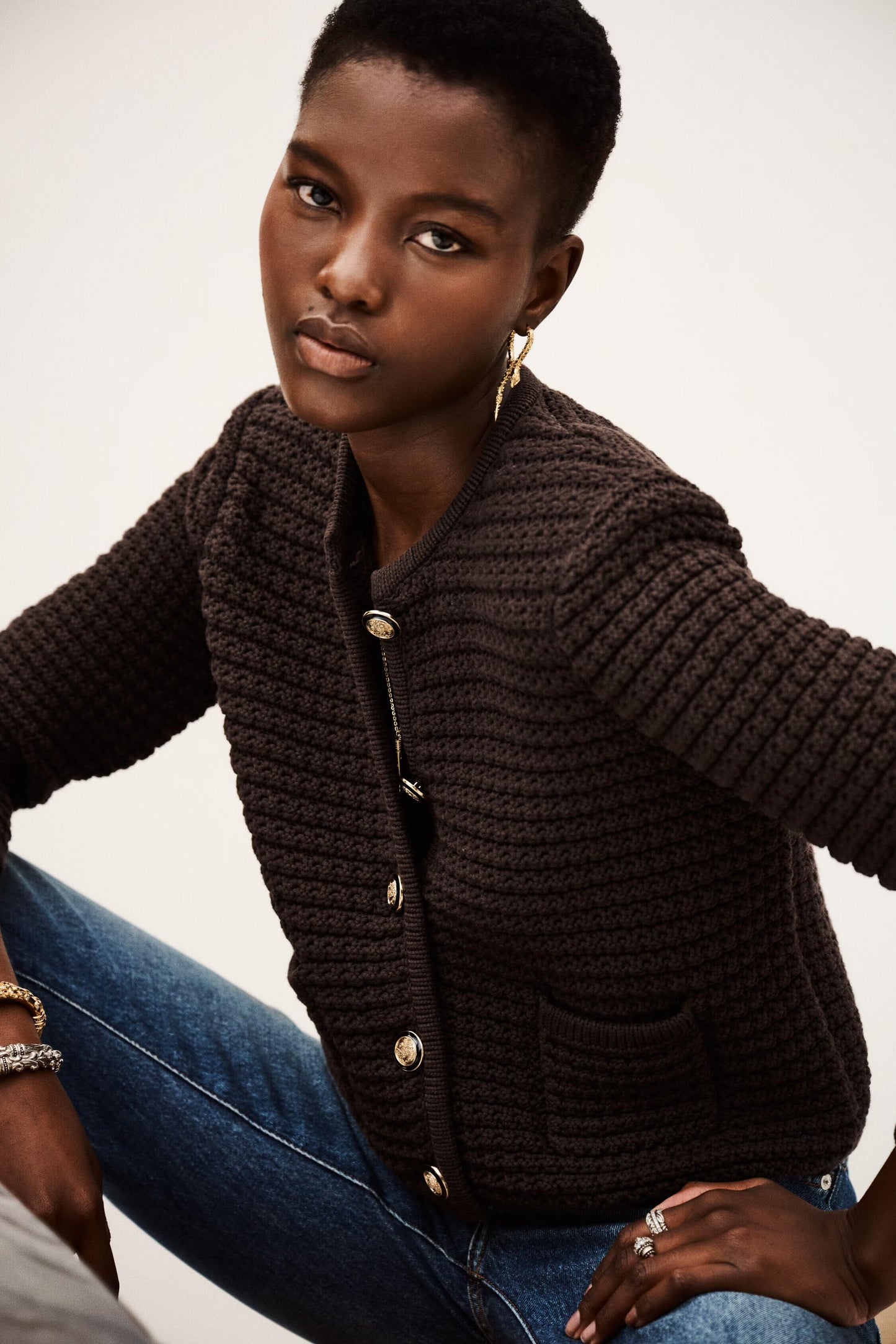 ba&sh Long-Sleeved Cardigan Gaspard Brown