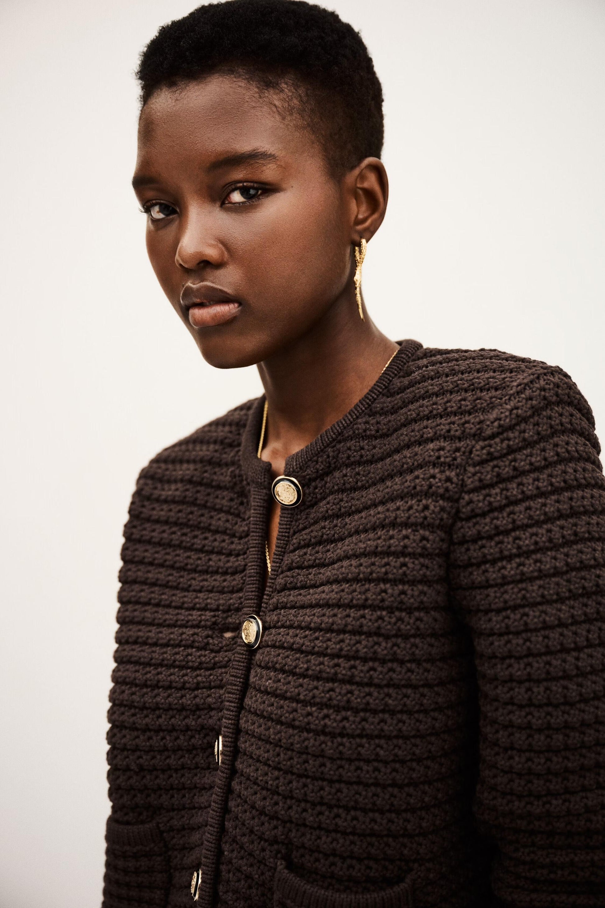 ba&sh Long-Sleeved Cardigan Gaspard Brown
