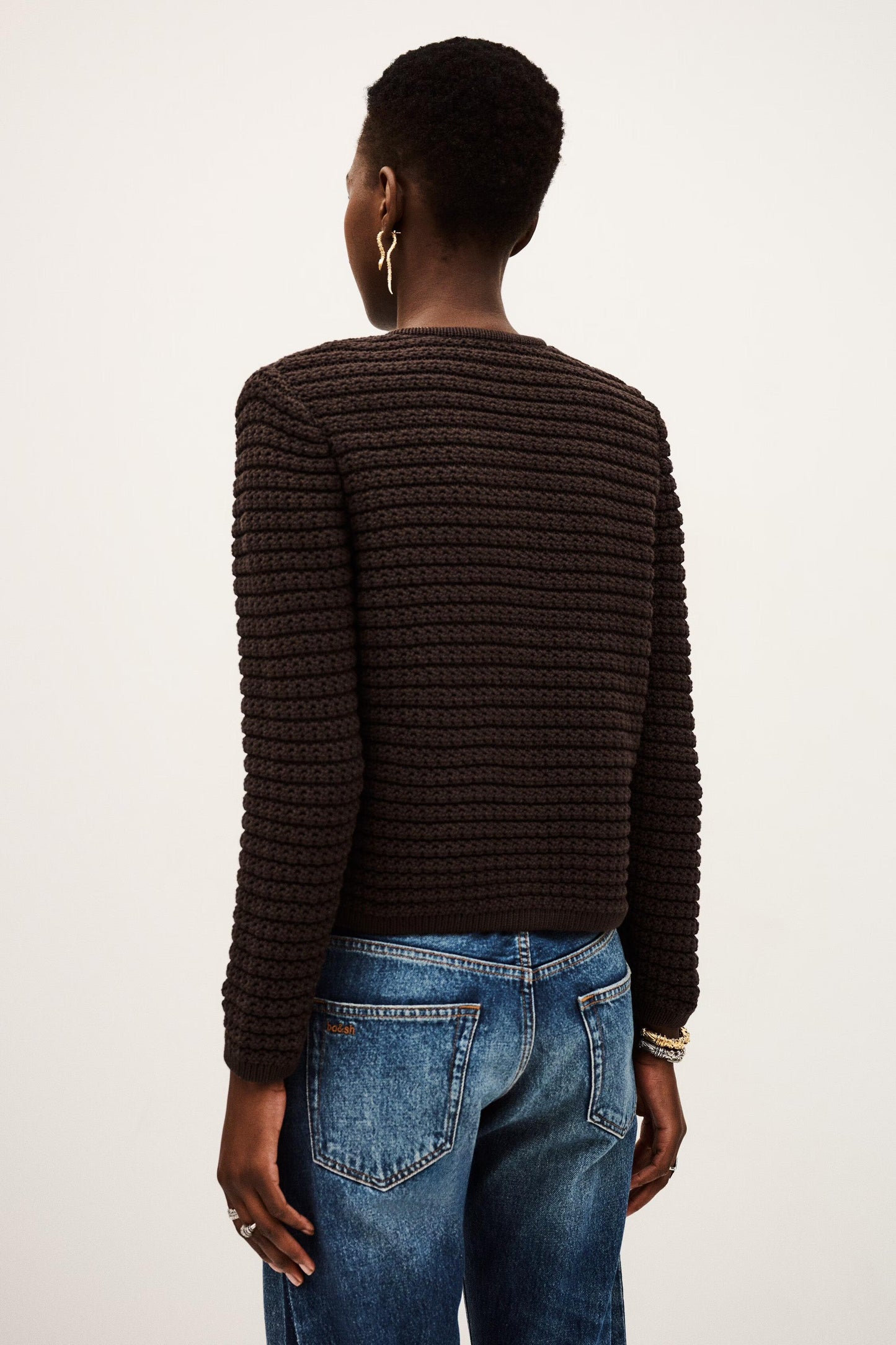 ba&sh Long-Sleeved Cardigan Gaspard Brown