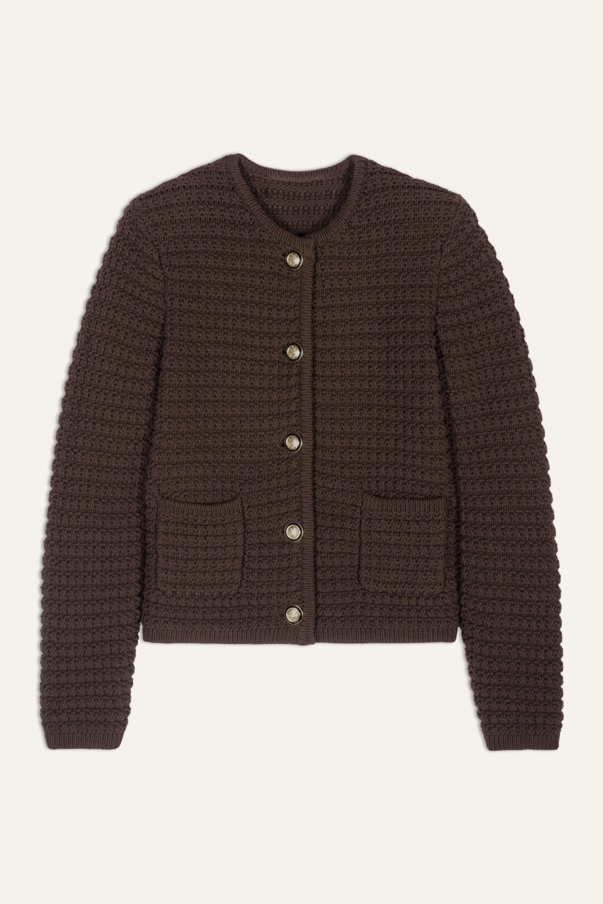ba&sh Long-Sleeved Cardigan Gaspard Brown