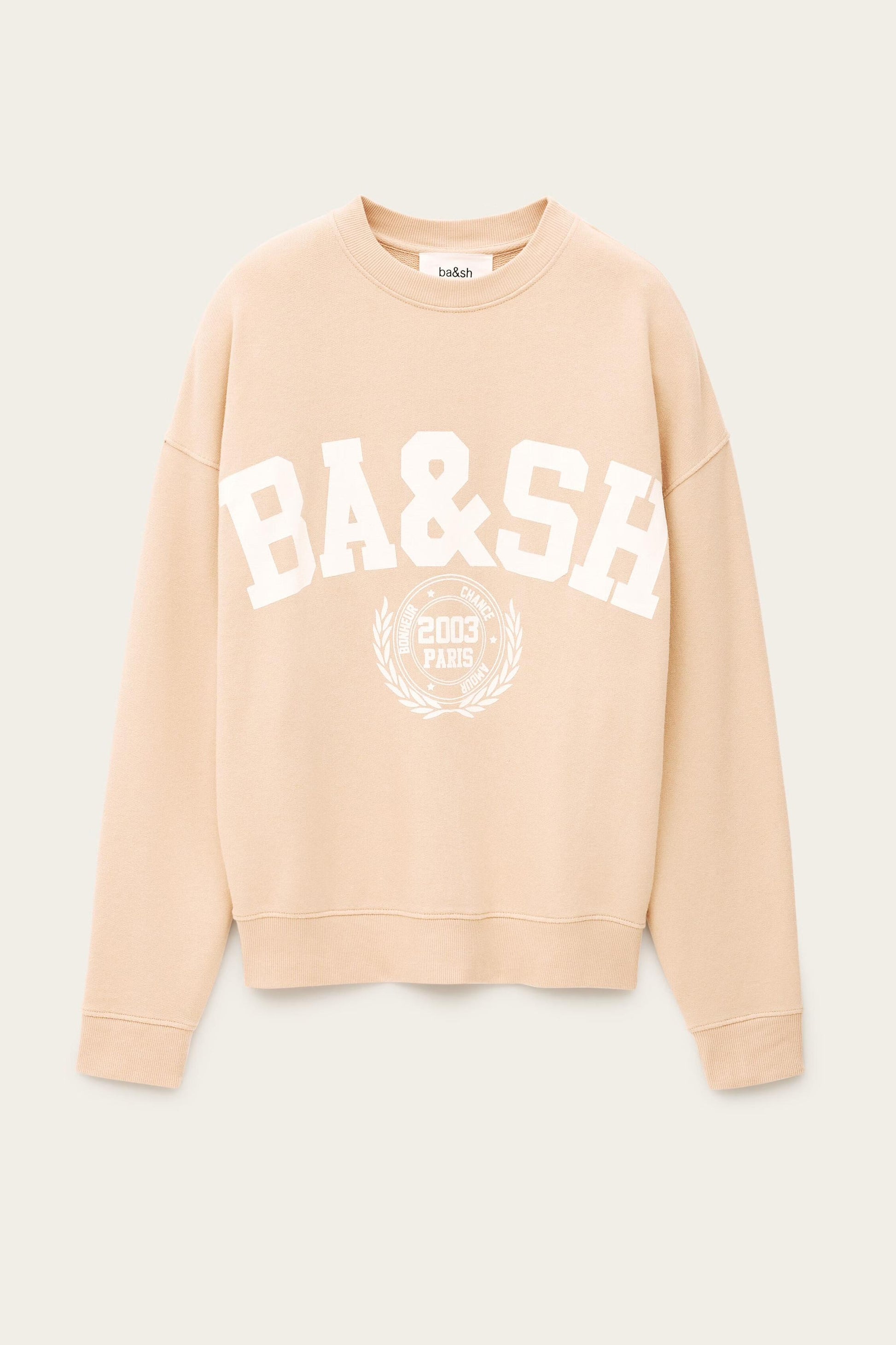 ba&sh Patterned Cotton Sweatshirt Benjamin Beige