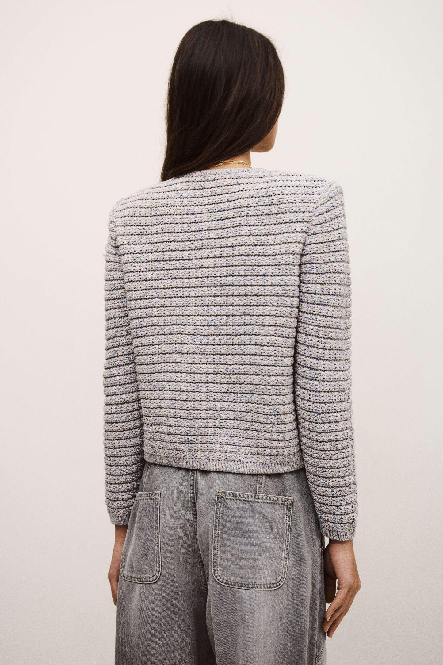 ba&sh Cropped Button-Up Cardigan Guspa Multicolored
