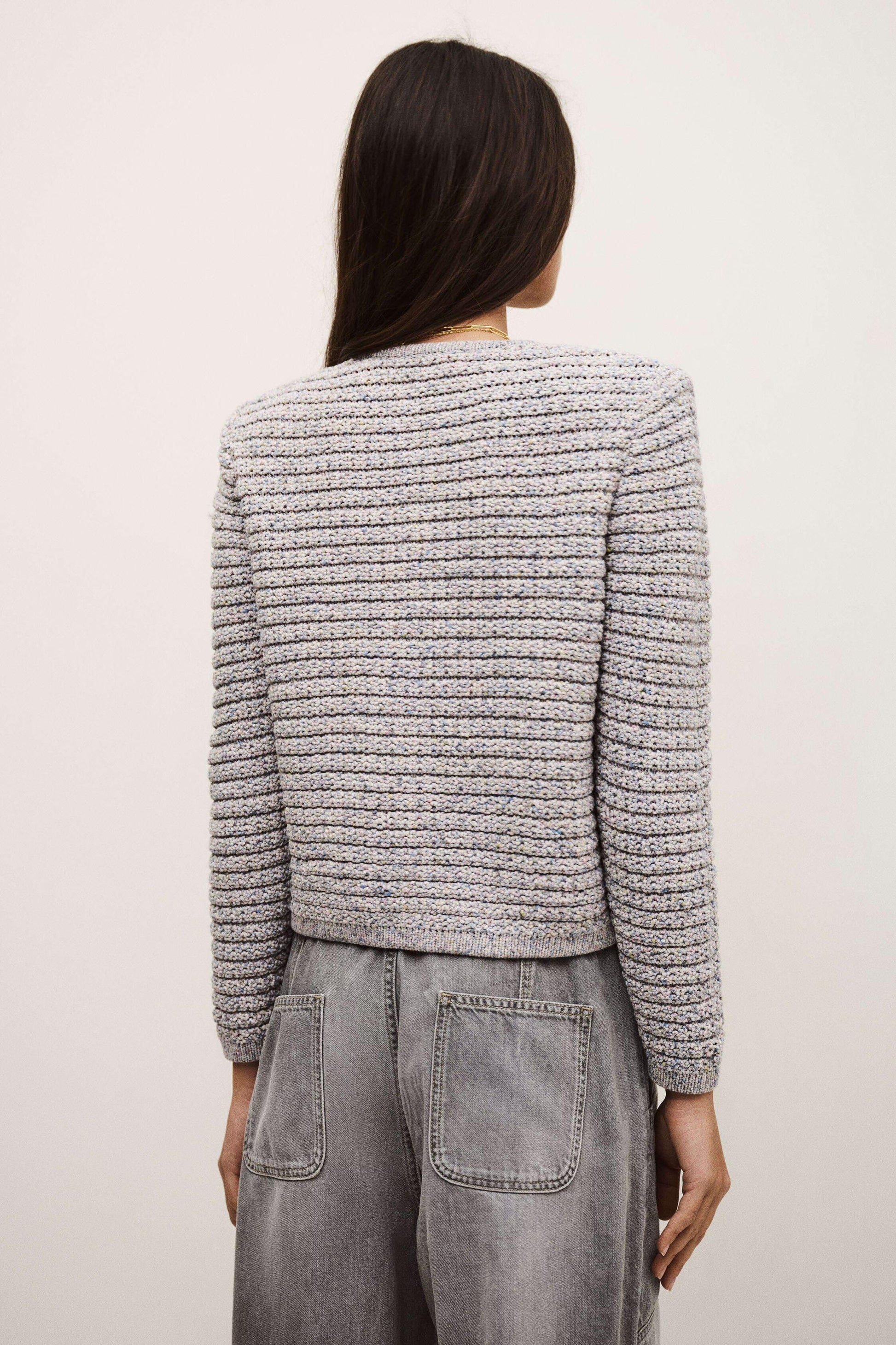 ba&sh Cropped Button-Up Cardigan Guspa Multicolored
