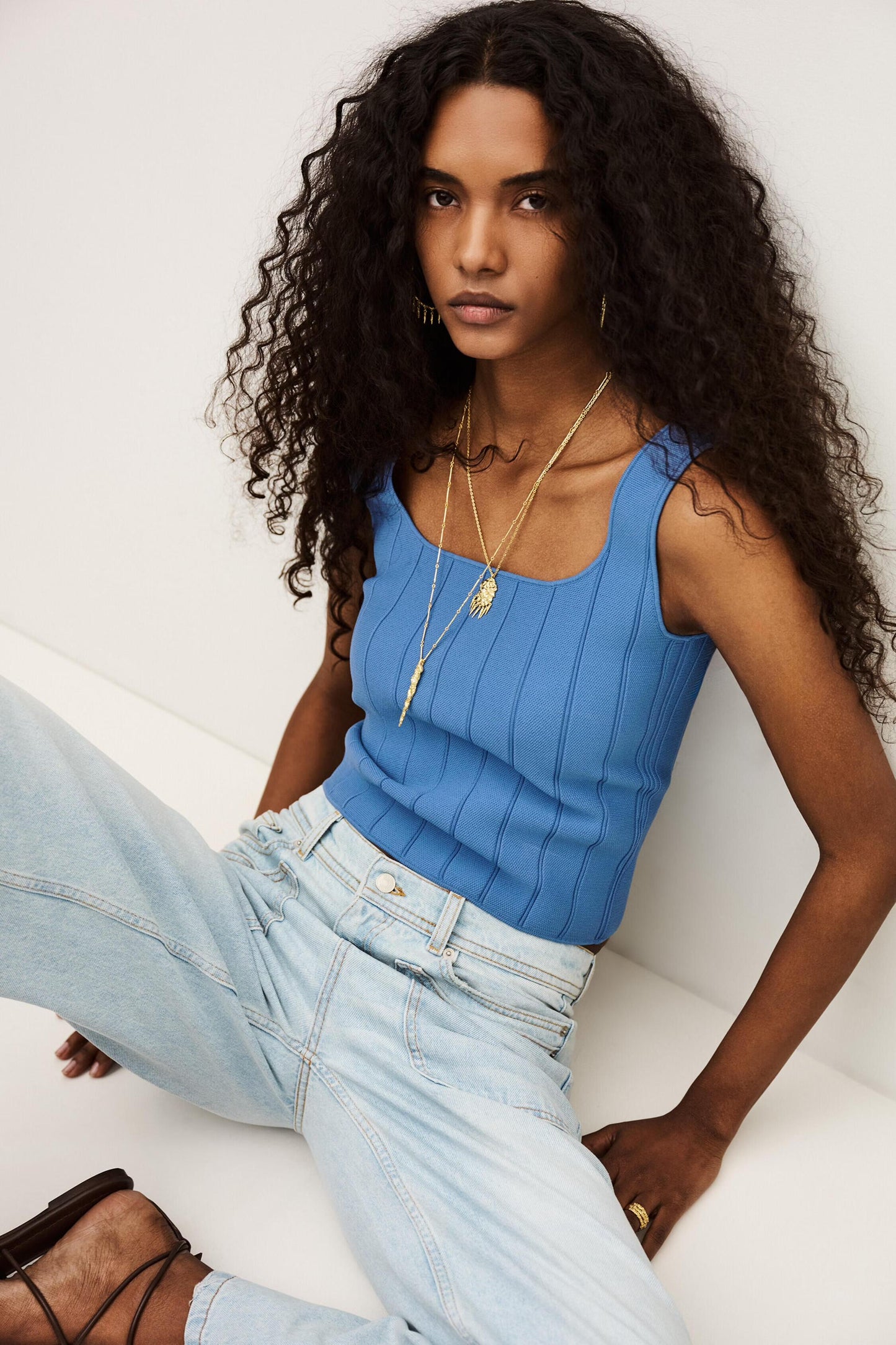ba&sh Knit Top Chila Blue