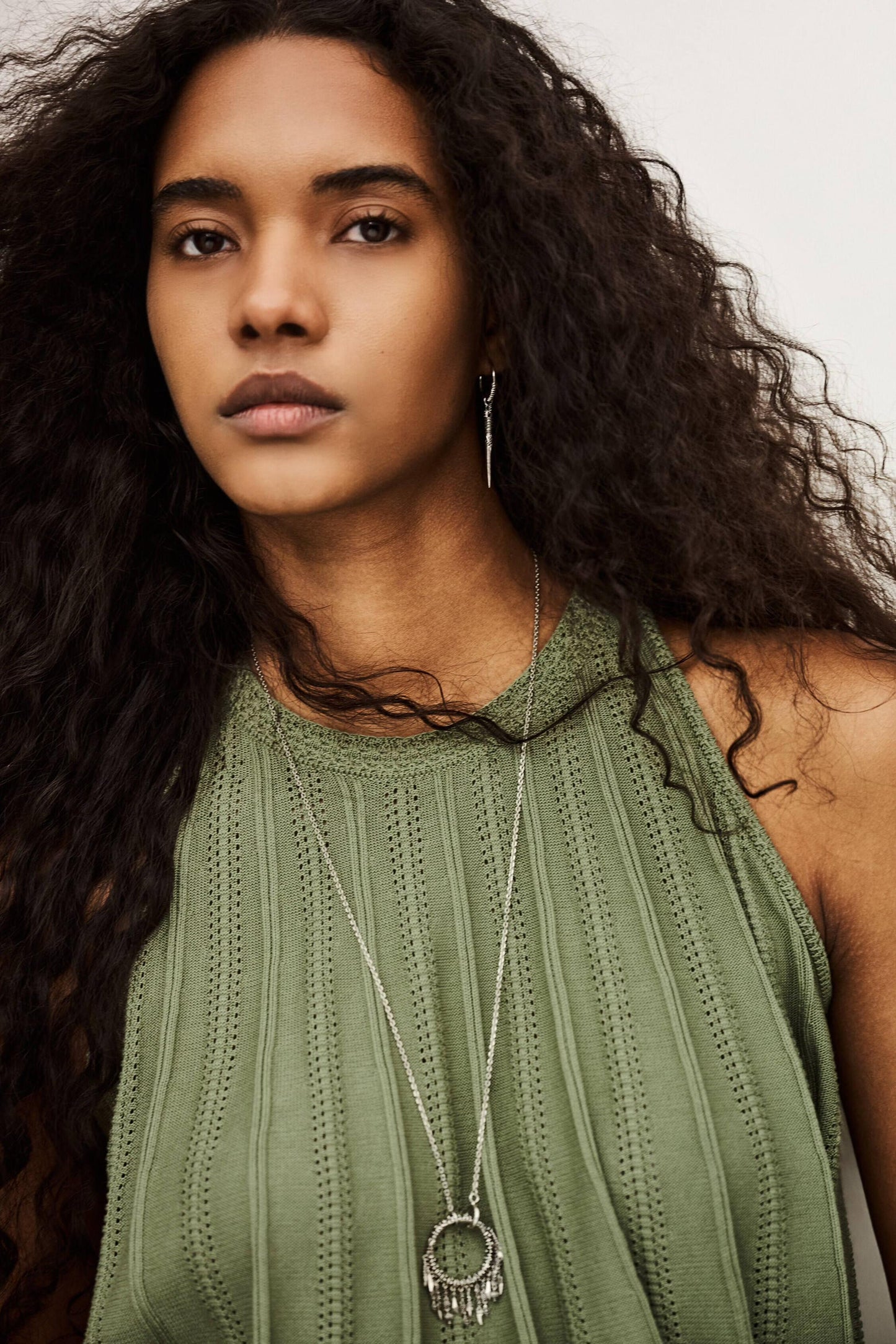 ba&sh Open-Knit Sleeveless Top Serres Green