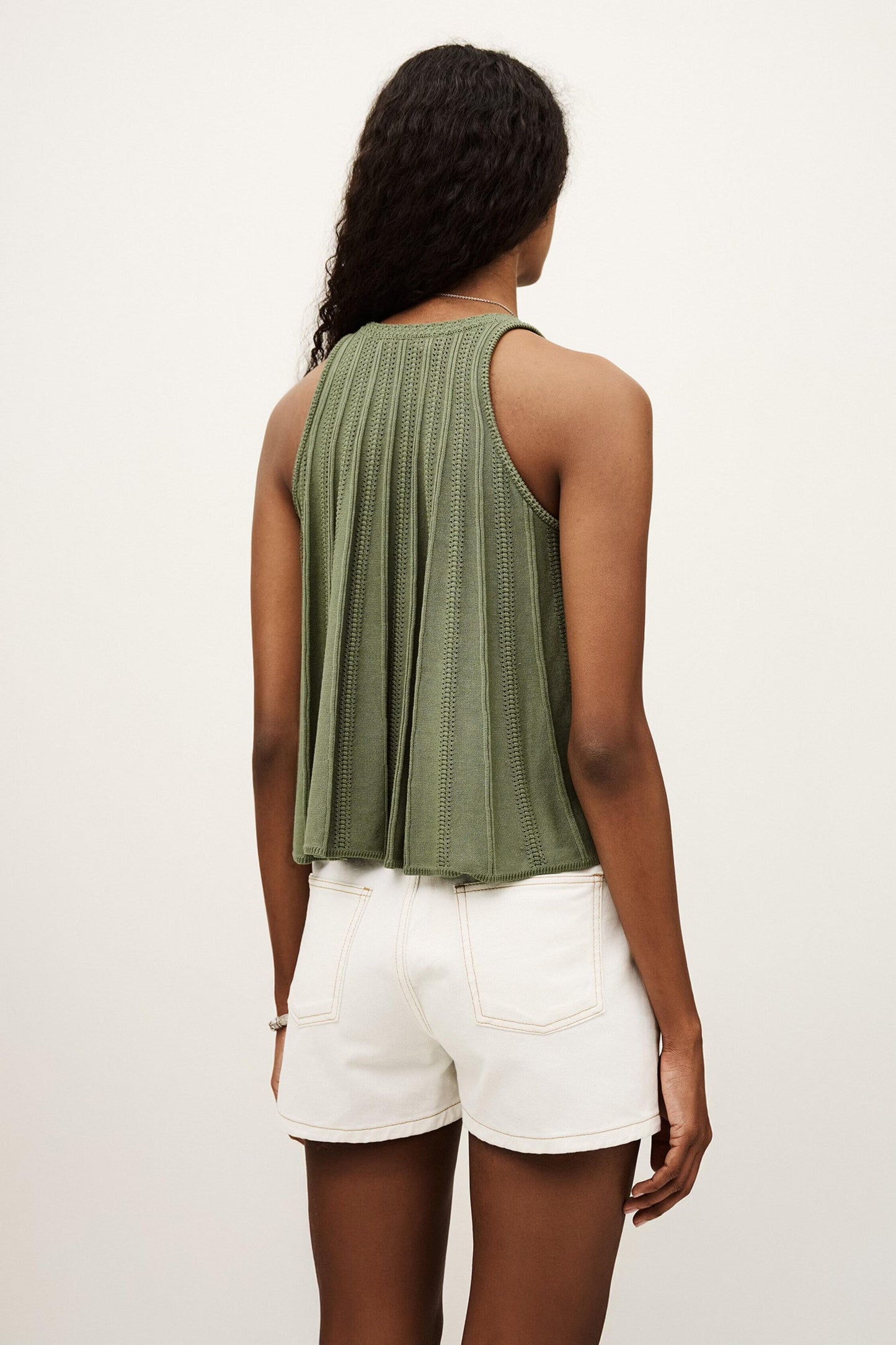 ba&sh Open-Knit Sleeveless Top Serres Green