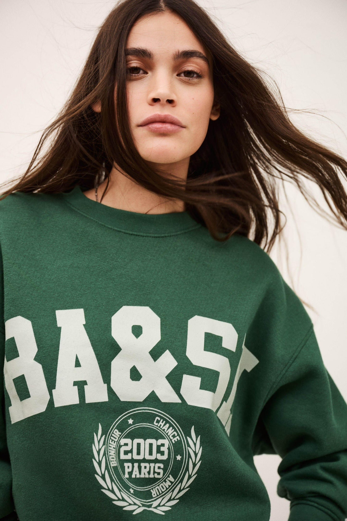 ba&sh Round-Neck Sweatshirt Fenja Green