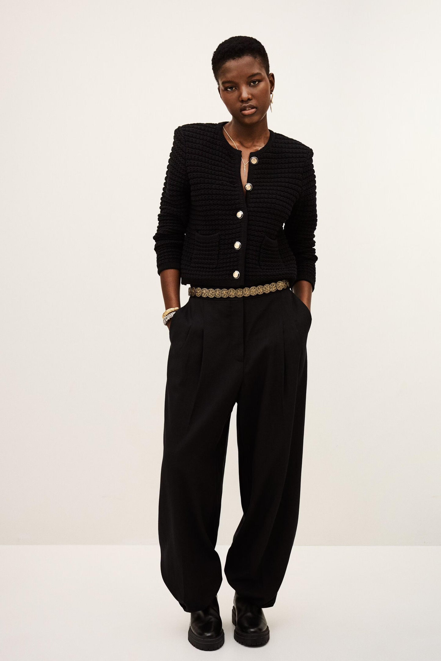 ba&sh Decorative Knit Cardigan Gaspard Black