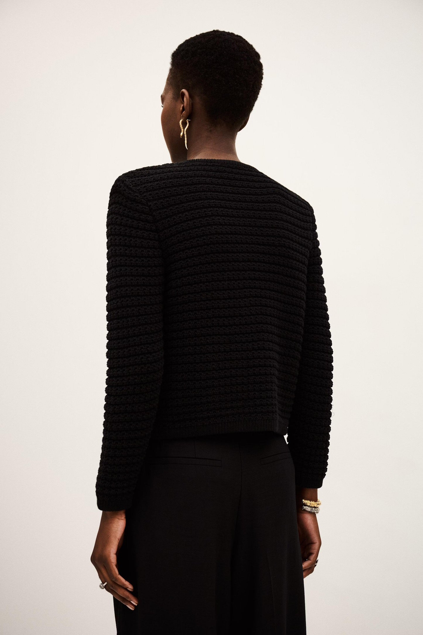 ba&sh Decorative Knit Cardigan Gaspard Black