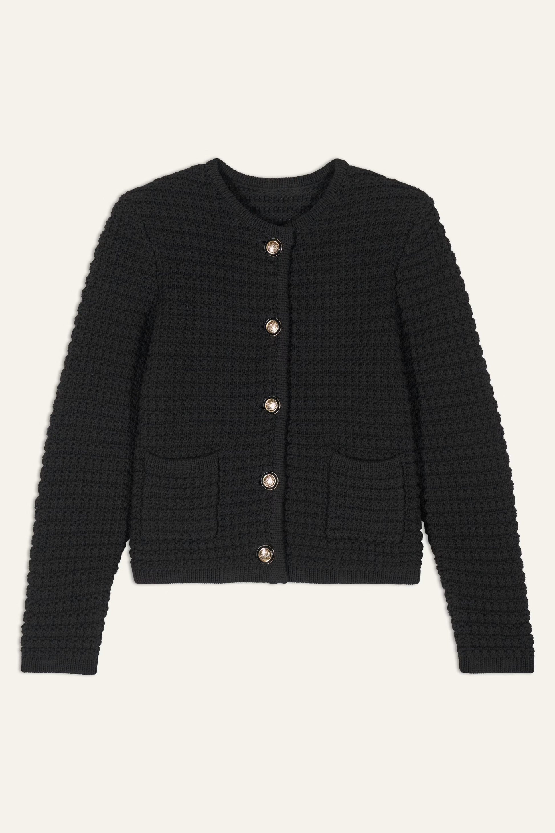ba&sh Decorative Knit Cardigan Gaspard Black