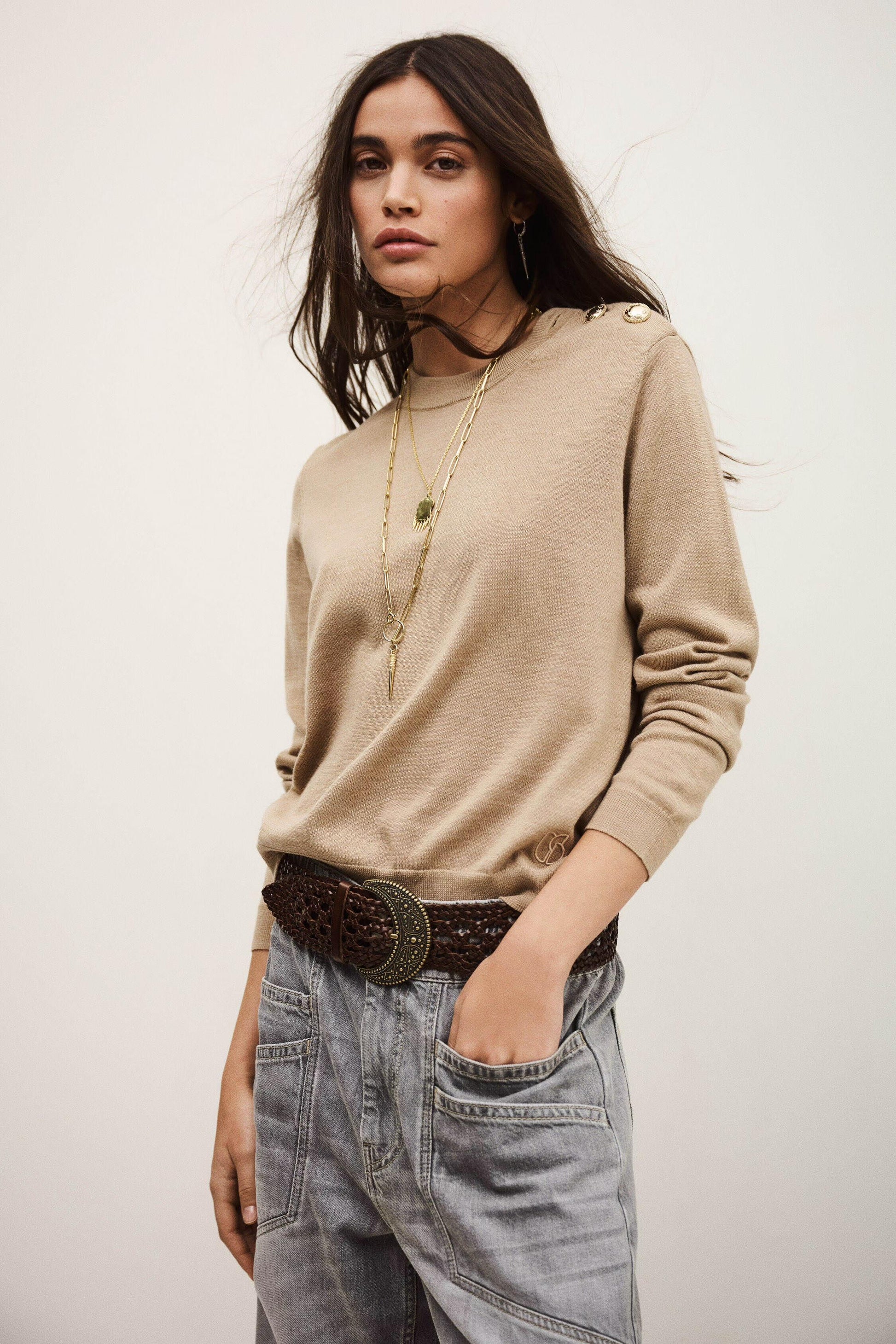 ba&sh Jumper Byleil Beige