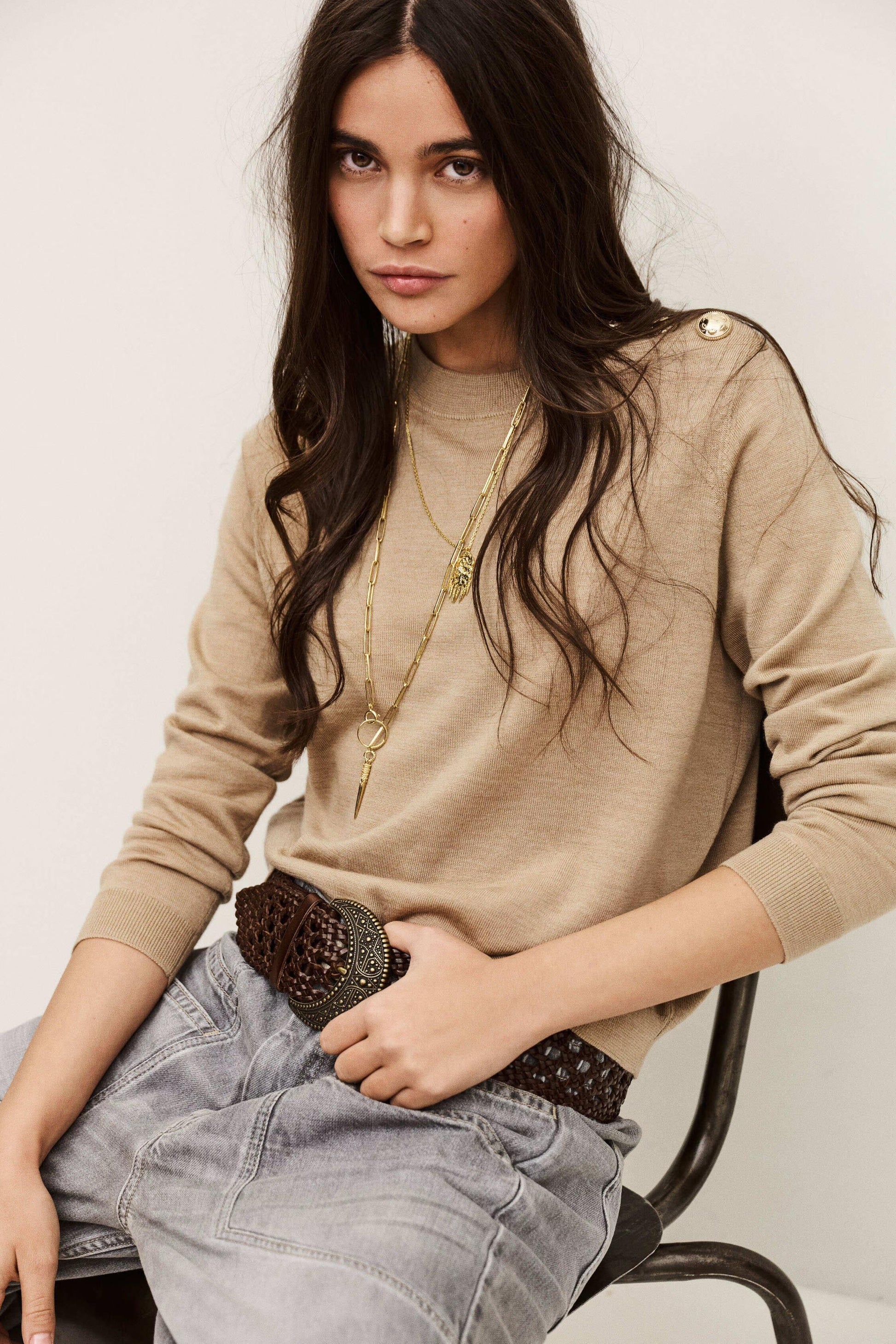 ba&sh Jumper Byleil Beige