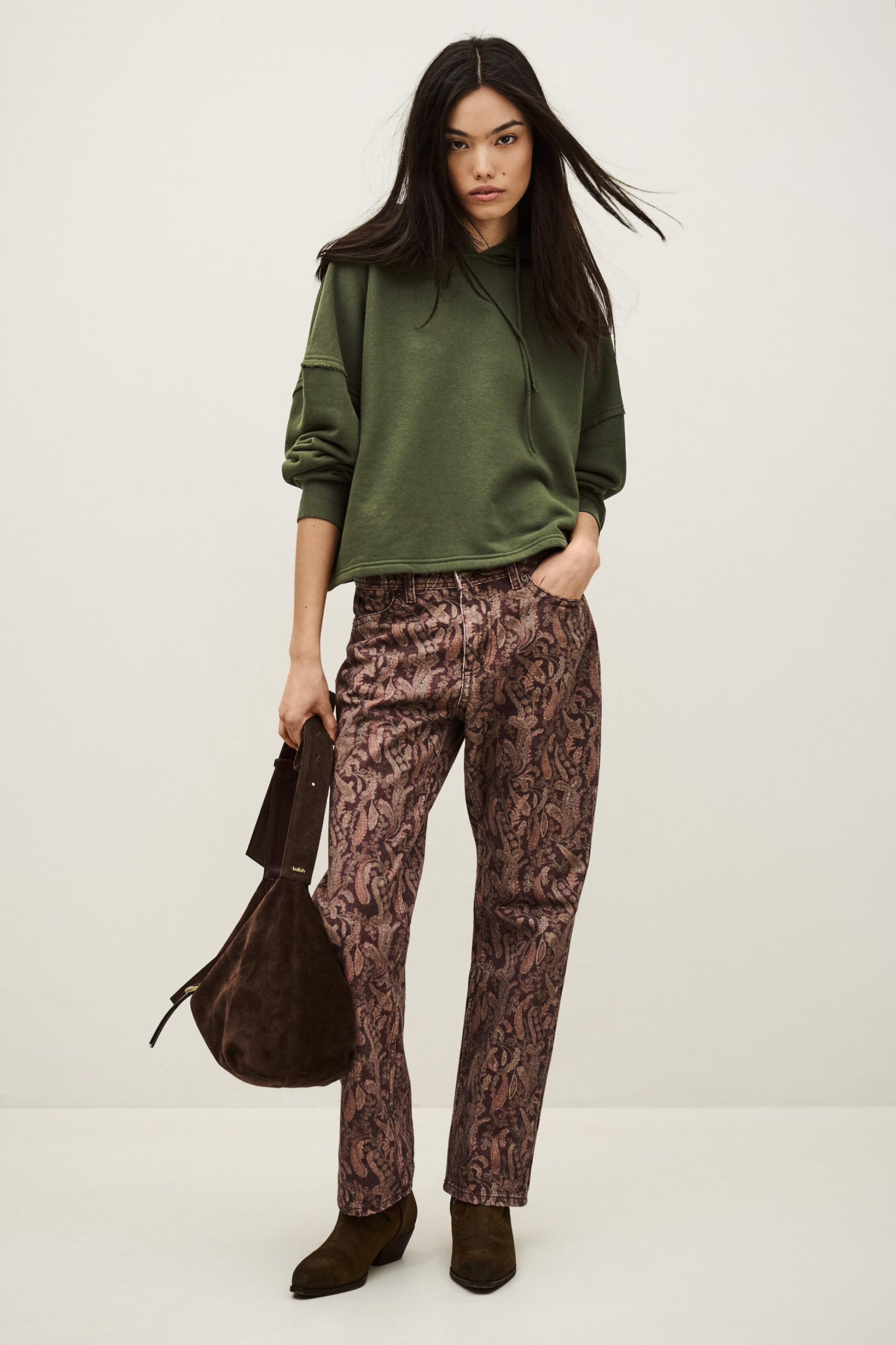 ba&sh Loose-Fit Hooded Sweatshirt Moby Green