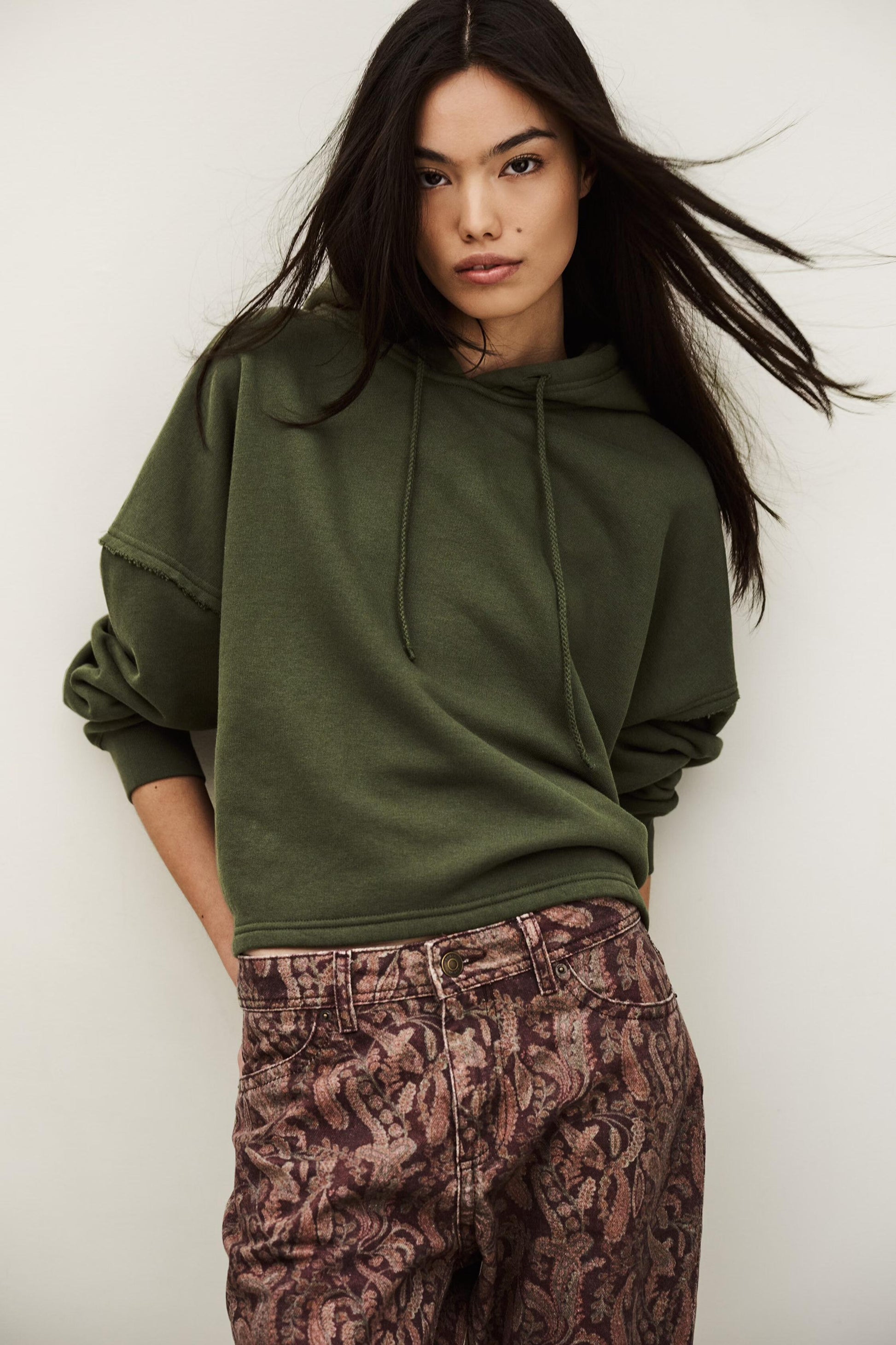 ba&sh Loose-Fit Hooded Sweatshirt Moby Green