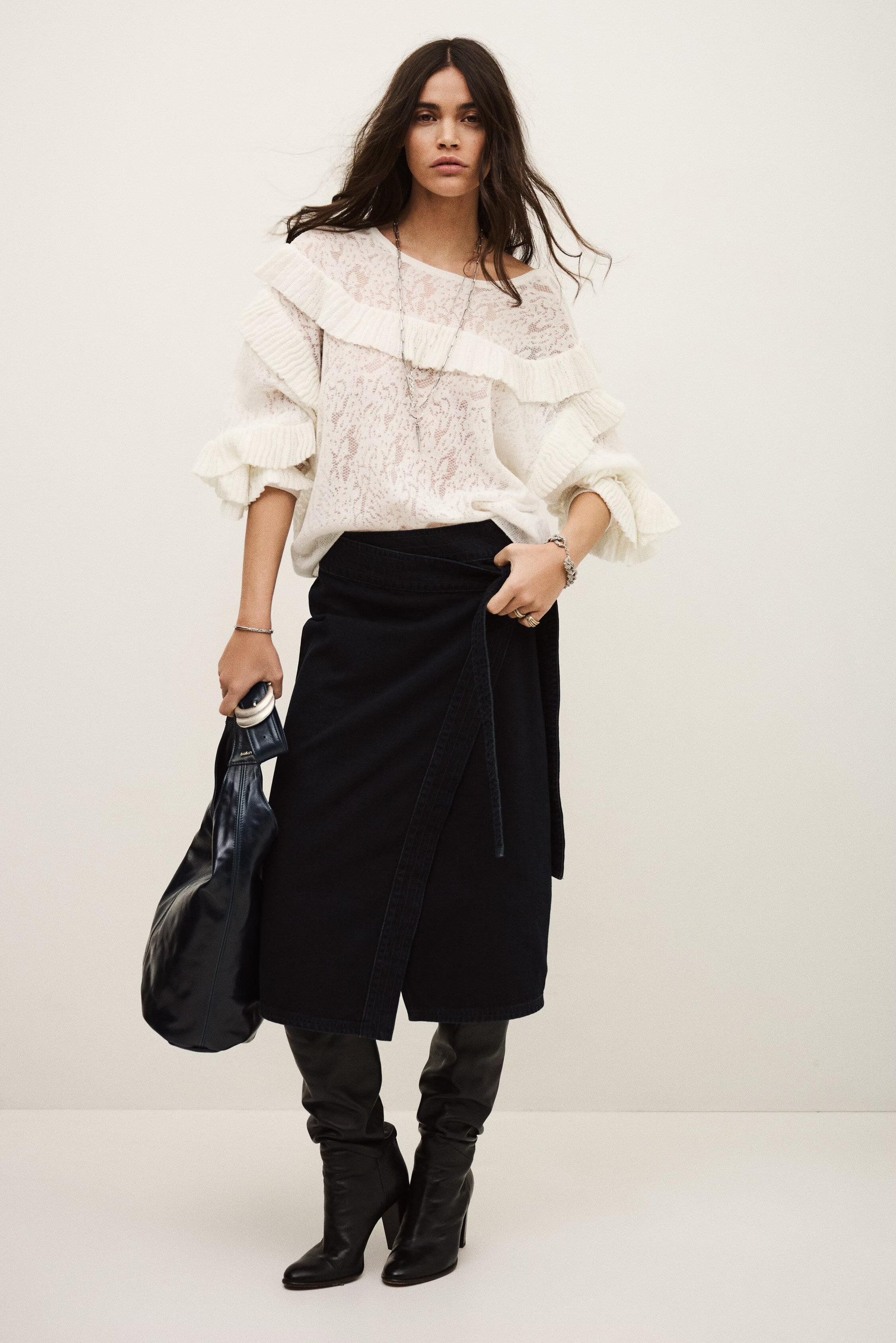 ba&sh Oversize Lace Sweater Lucas Off-White