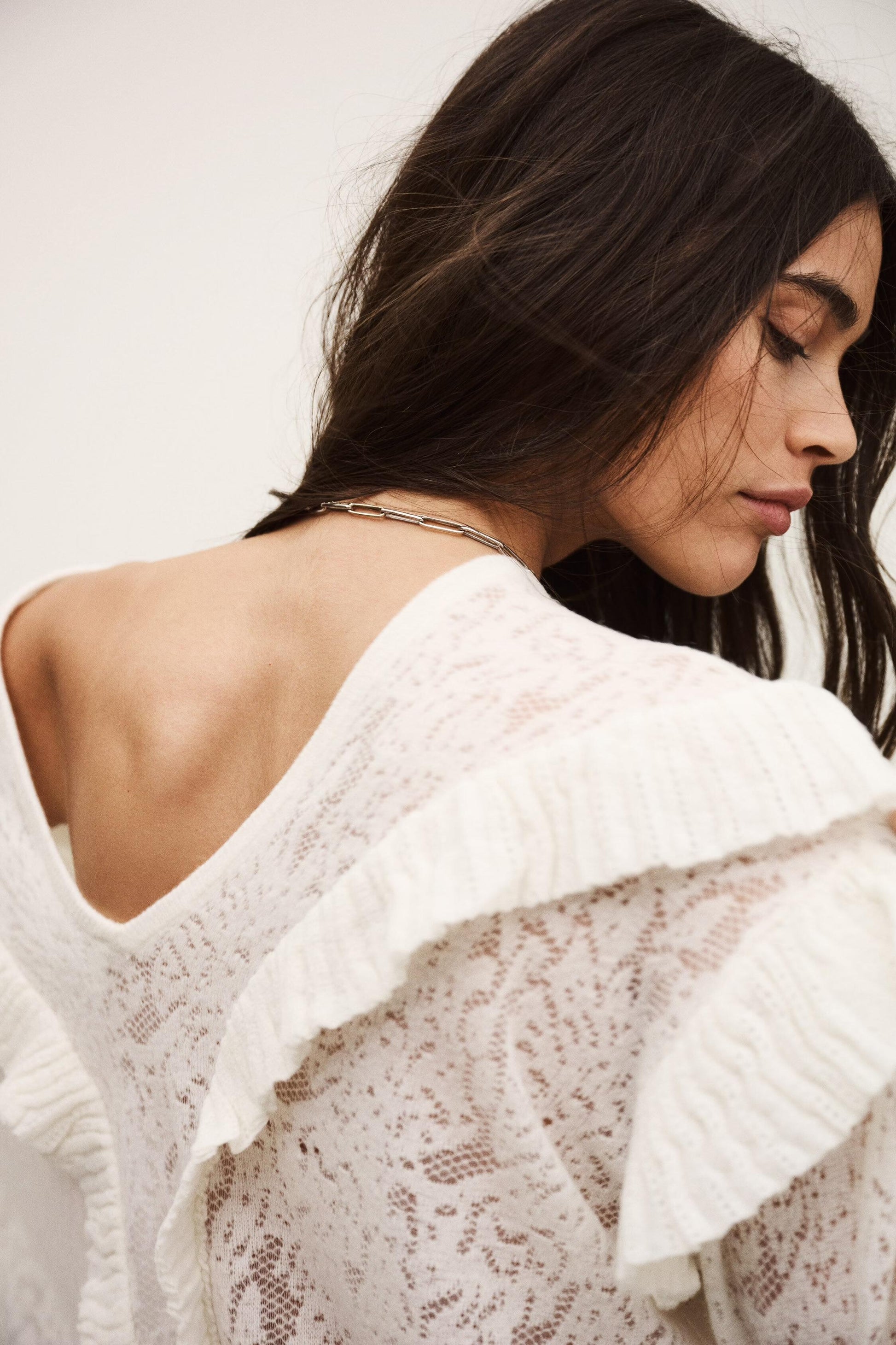 ba&sh Oversize Lace Sweater Lucas Off-White