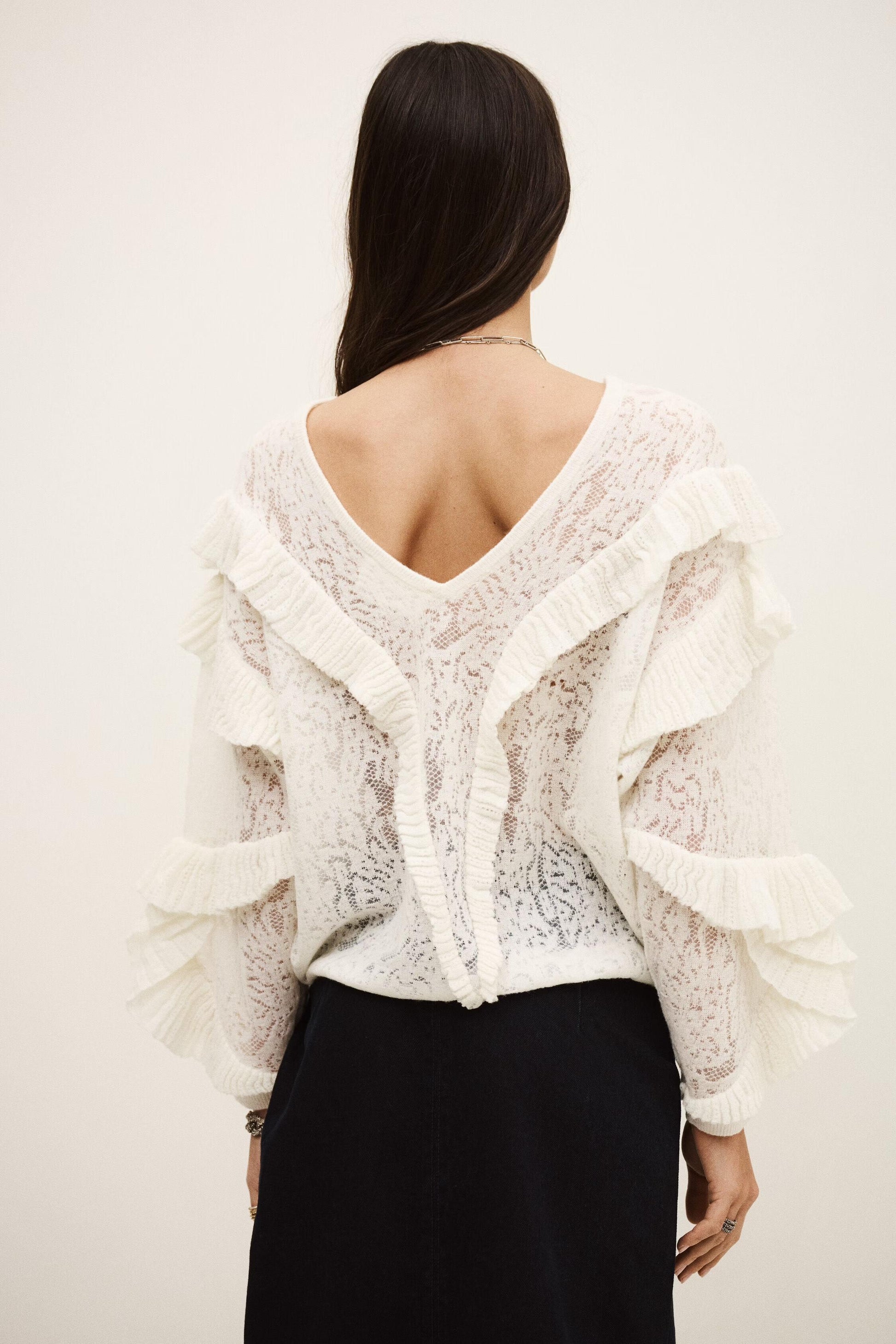 ba&sh Oversize Lace Sweater Lucas Off-White
